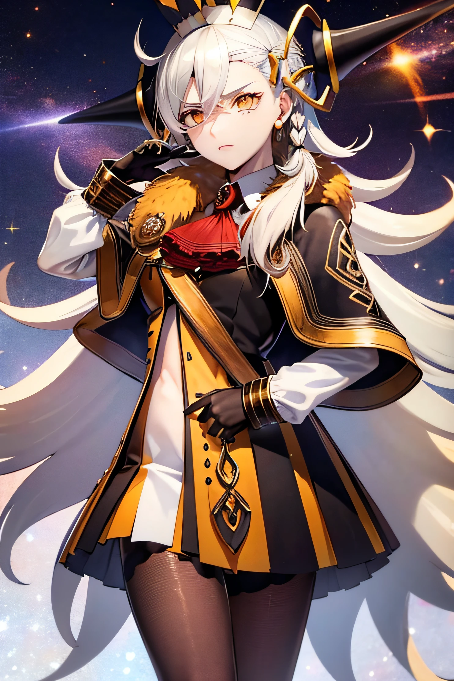 Olga Maria, FGO, Grande Ordem do Destino, Olga Marie Animusphere {{{{master part}}}}, {{{hiper detalhado}}}, {{{Altas}}}, {{boa anatomia}}, (((melhor qualidade))), ((um extremamente delicado e bonito)), {{um extremamente detalhado e delicado}}, {Papel de parede CG 8k}, {arte deslumbrante}, Original, maduro, ((tiro de meio corpo)), ((pale skinned)), ((Rosto perfeito)), ((Rosto em alta qualidade)),  (profundidade de campo), corpo altamente detalhado, (((master part))), (extremely high quality artwork), Rosto detalhado, Obra, melhor qualidade, incredibly absurdness, ((melhor qualidade)), (ultra-detalhado), (belos olhos detalhados), (((galaxy eyes))), Helf-lid eyes, hiper intrincado,  extremamente detalhada, belos olhos detalhados, olhos vibrantes, ray tracing, [[[cores vibrantes]]], da cintura para cima, garota, foco nítido, [[melhor qualidade]], Dynamic angle, profundidade de campo, dynamic light, 1 girl, (( cabelos longos, Cabelos lisos)), cabelo sedoso, dynamic hair, medium breasts, sharp eyes, long eyelashes, ((camisa branca)), Black pantyhose, dynamic lights, raios de deus, cinematographic lightning, (ultra-detalhado:1.3), fundo nublado, (estilo de capa:1.3), fashionable, vibrante, traje, Posando, frente, colorido, Dynamic, Background Story, Elementos, confiante, innocent expression, propriedade, statement, accessory, majestoso, Enrolada, ao redor, Tocar, cena, Texto, cobrir, commanding attention, title, elegante, fonte, Cativante, manchete, maior, contundente, moderno, na moda, foco, moda, rosto envergonhado, shy face