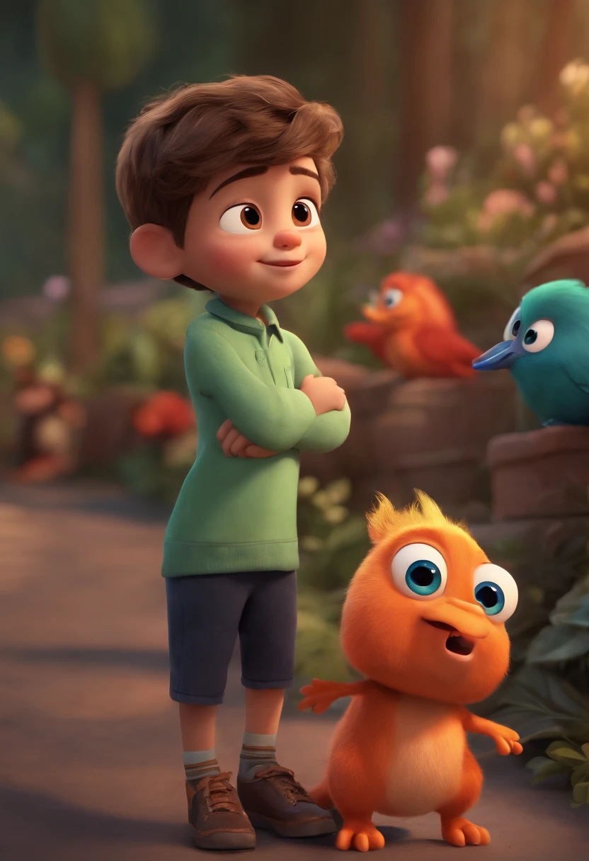 Image of a boy for a story in a YouTube video in Pixar format, he's the little allabester, he's the leader of the class, he's outgoing, Playful and gets up for a lot of things