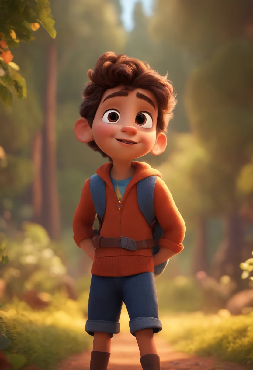 Image of a boy for a story in a YouTube video in Pixar format, he's the little allabester, he's the leader of the class, he's outgoing, Playful and gets up for a lot of things