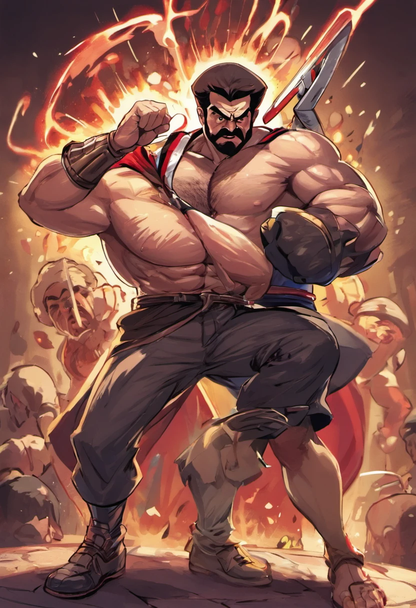 A group of beefy bearded Asian badboys man with a more bigger body size, big pregnancy belly, pumped chest, tribal art style tattoos, authoritative and protective expression, hugging from behind, worshiping and squeezing his chest, wearing a rapper outfit with pirate details, night neon seaport lights, low angle camera, add bandage around his body, holding a mic and singing, flexing muscles, fisheye camera