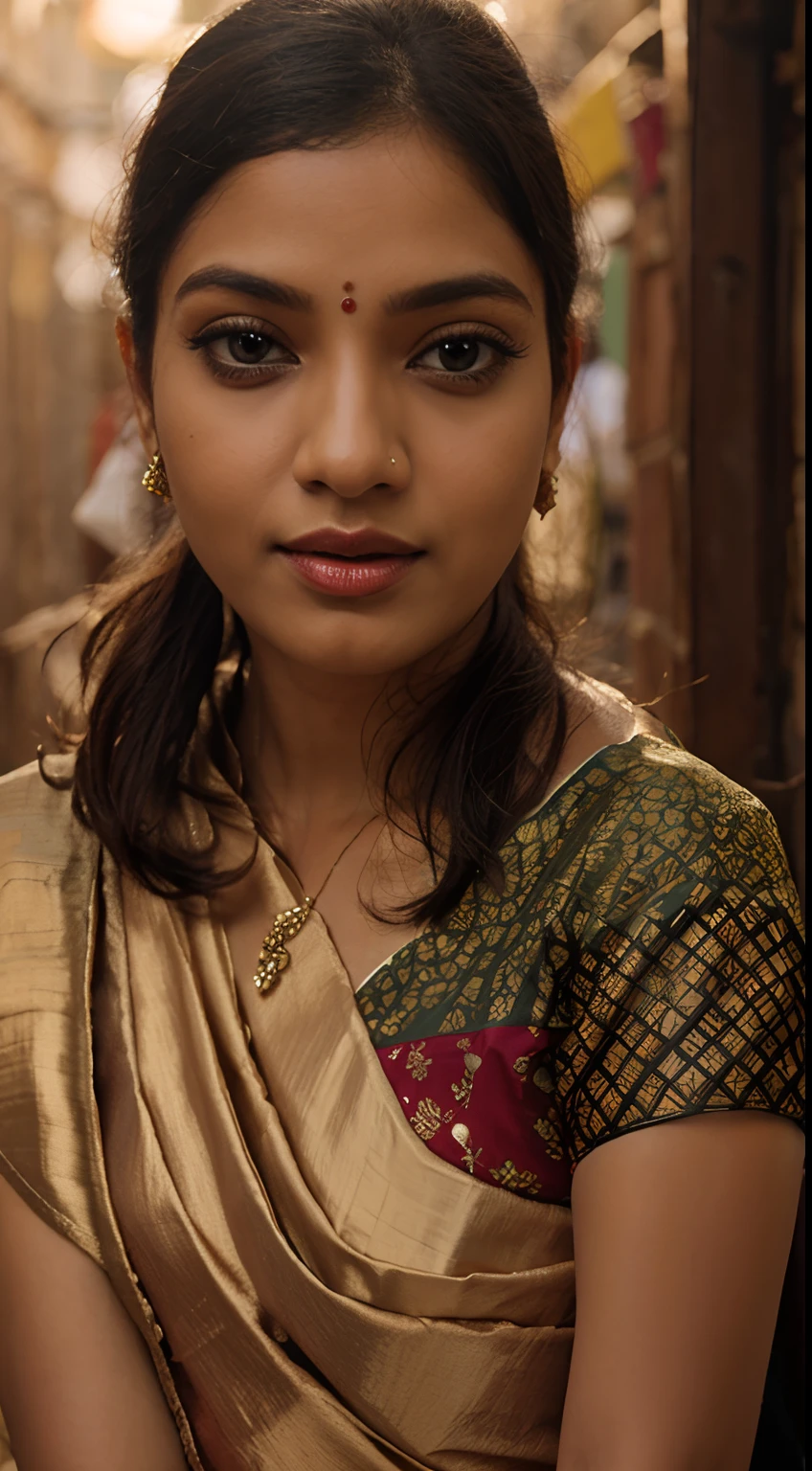 Realistic background, saree,