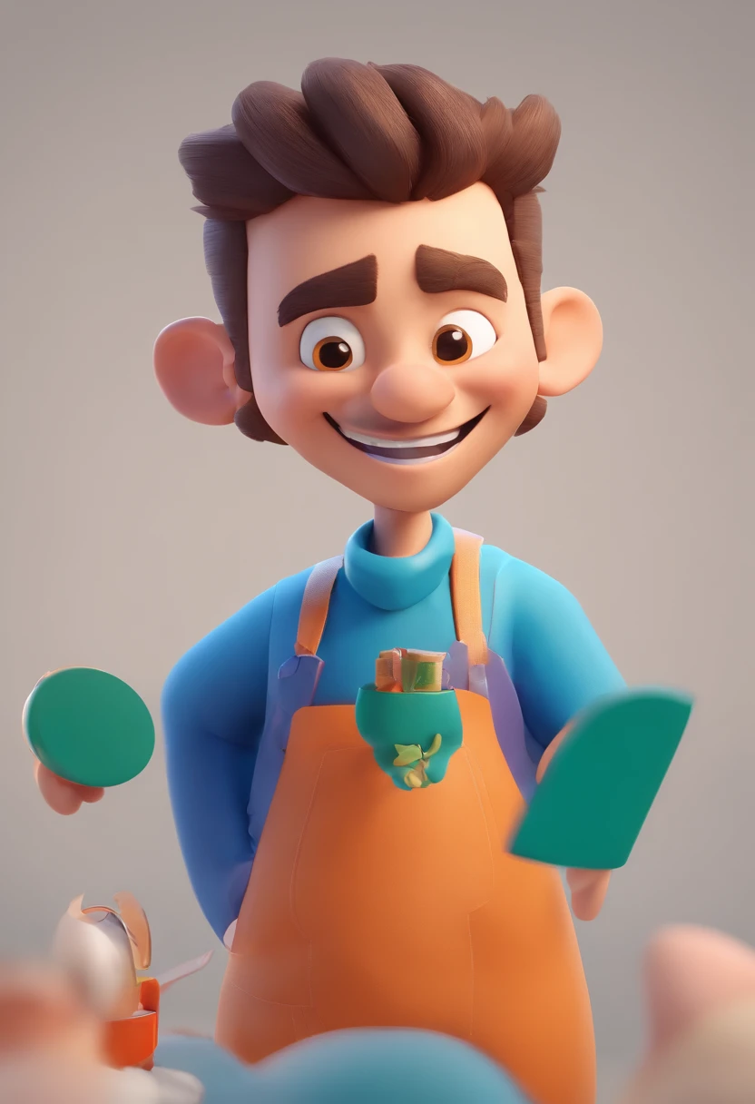 Smiling Man Illustration, sorriso insano, Homem de pele marrom com um sorriso gigante, happily smiling at the camera, sorriso atrevido, he's smiling, sorriso muito grande, Macho sorridente, foto de perfil headshot, rindo sorriso enorme, desenhando no estilo de Arte 3D, c4d, fundo de cor branco puro, estilo disney, estilo pixar render ilustracao Super Detalhe, 8k