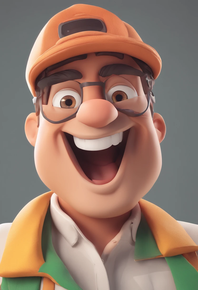 Smiling Man Illustration, sorriso insano, Homem de pele marrom com um sorriso gigante, happily smiling at the camera, sorriso atrevido, he's smiling, sorriso muito grande, Macho sorridente, foto de perfil headshot, rindo sorriso enorme, desenhando no estilo de Arte 3D, c4d, fundo de cor branco puro, estilo disney, estilo pixar render ilustracao Super Detalhe, 8k