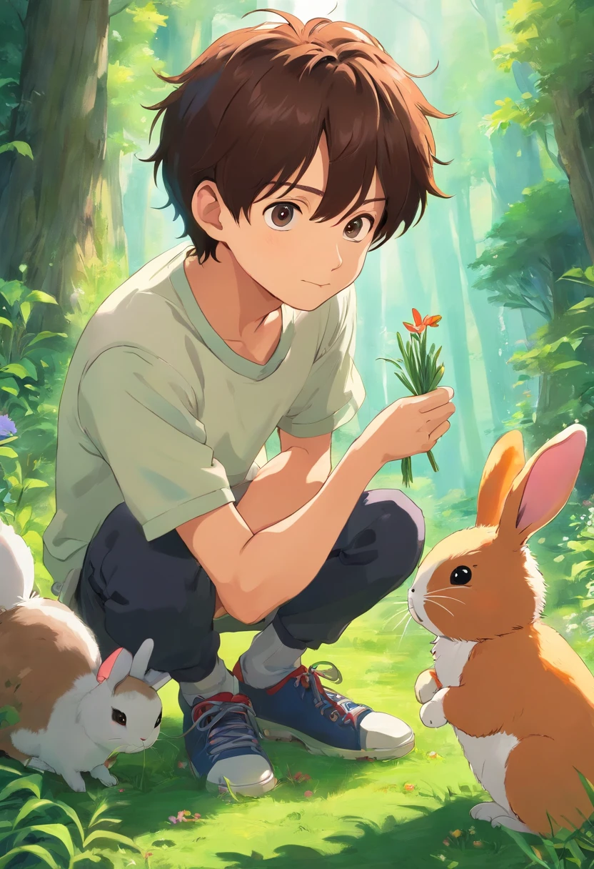 Jungkook playing with a cute rabbit
