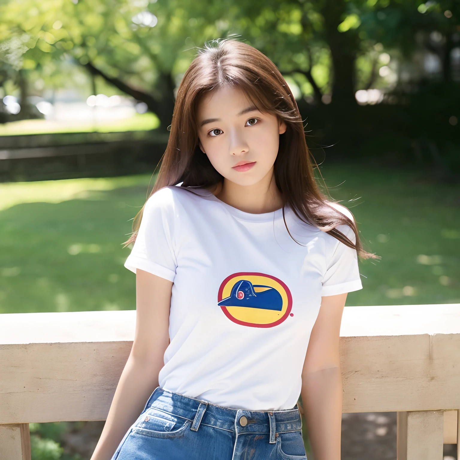 17 age、Clear eyes、a miniskirt、C Cup Bust、tshirts、full bodyesbian。