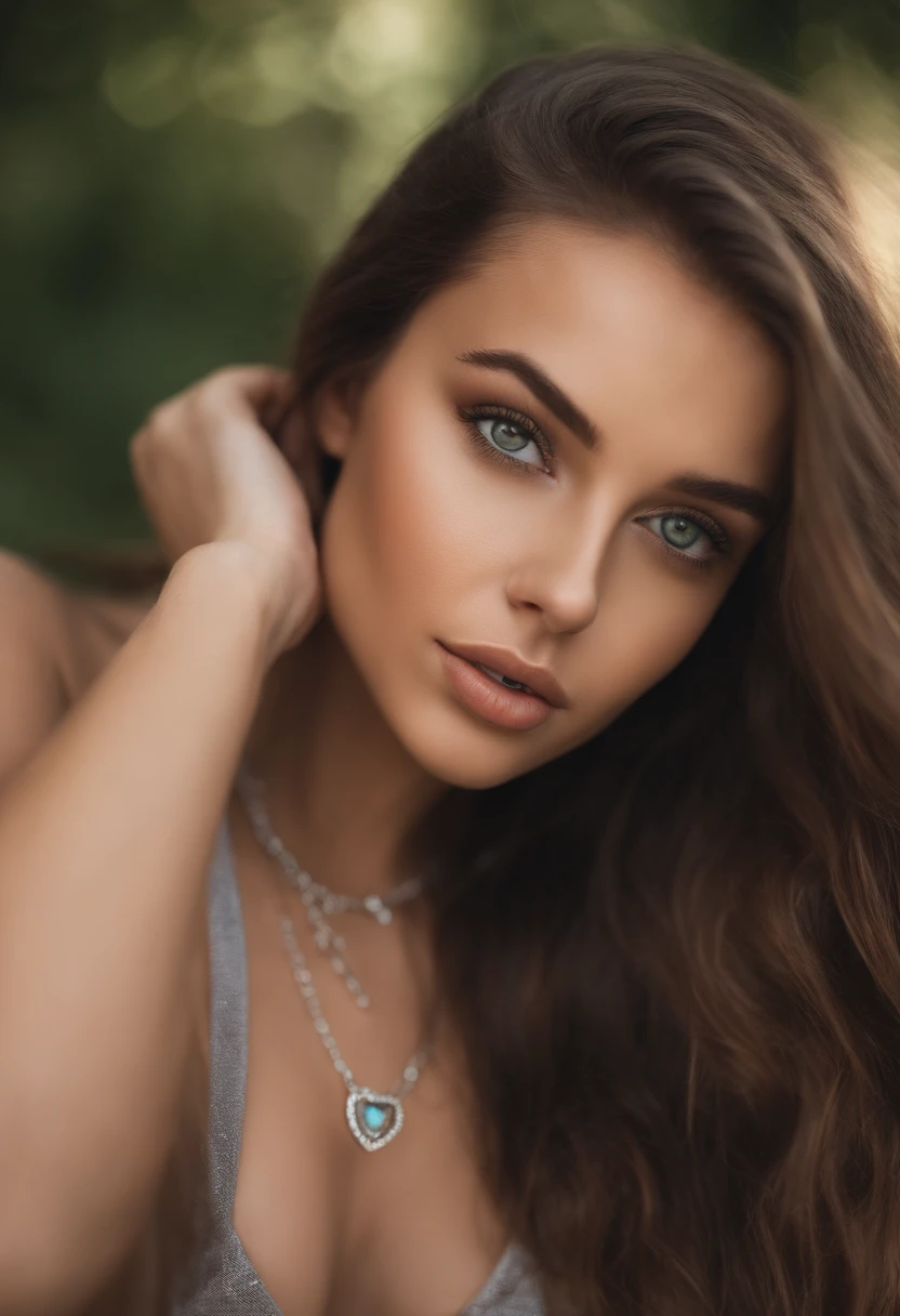 Arafed woman with a white tank top and necklace, fille sexy aux yeux verts, Portrait Sophie Mudd, cheveux bruns et grands yeux, selfie of a young woman, Yeux de chambre, Violet Myers, sans maquillage, maquillage naturel, looking straight at camera, Visage avec Artgram, Maquillage subtil, Superbe photo du corps entier, piercing green eyes, Bel angle, pose attrayante, fille mignonne, sexy pose, Image du corps entier, corps entier, Prise de vue du corps entier, brunette goddess, High detail, pose satisfaite, Pantalon en cuir, latine , coquine