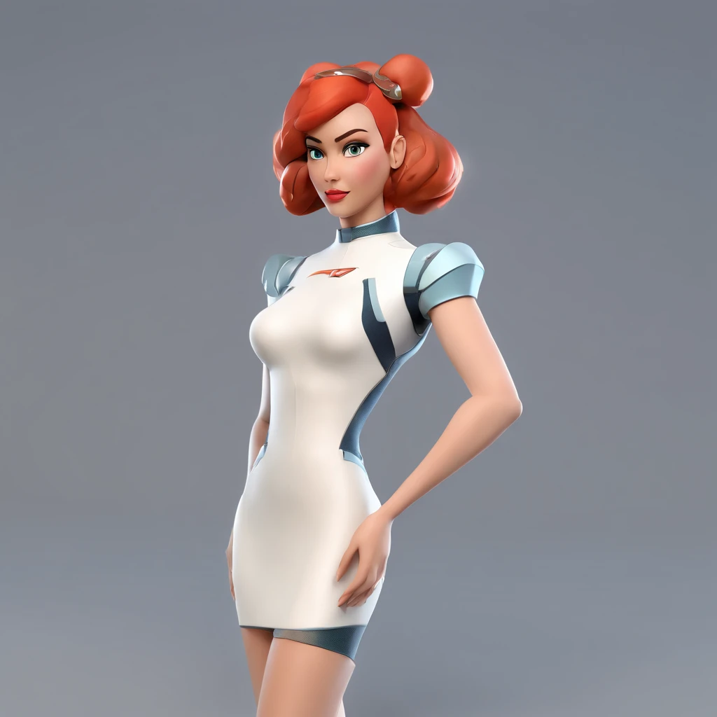 A cute woman (Kate Mara, age 25, in costume as Barbarella, seductive, small outfit, safe for work) she is in a 50s scifi alien bedroom, sultry strip tease