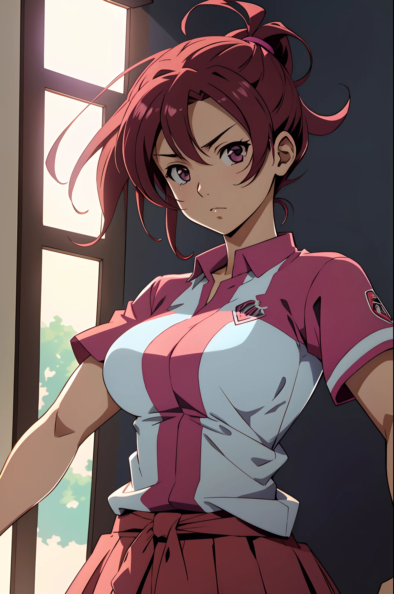 , Anime style, Celebrando el gol, Levantar la camisa, mostrando las tetas, (La mejor calidad, Altas Resoluciones), colores vibrantes, dynamic lighting
