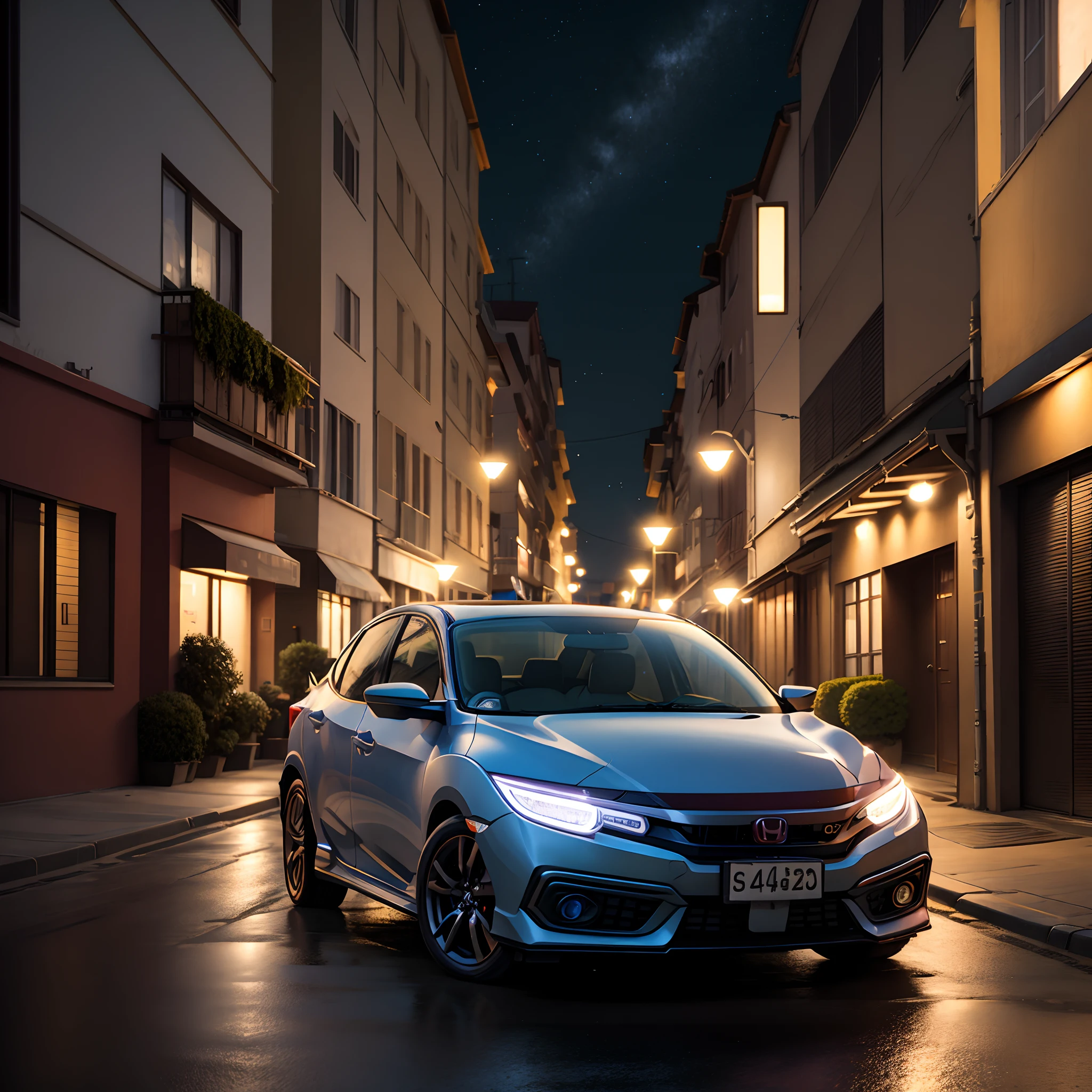 HONDA，Civic，the night，car lights，Front