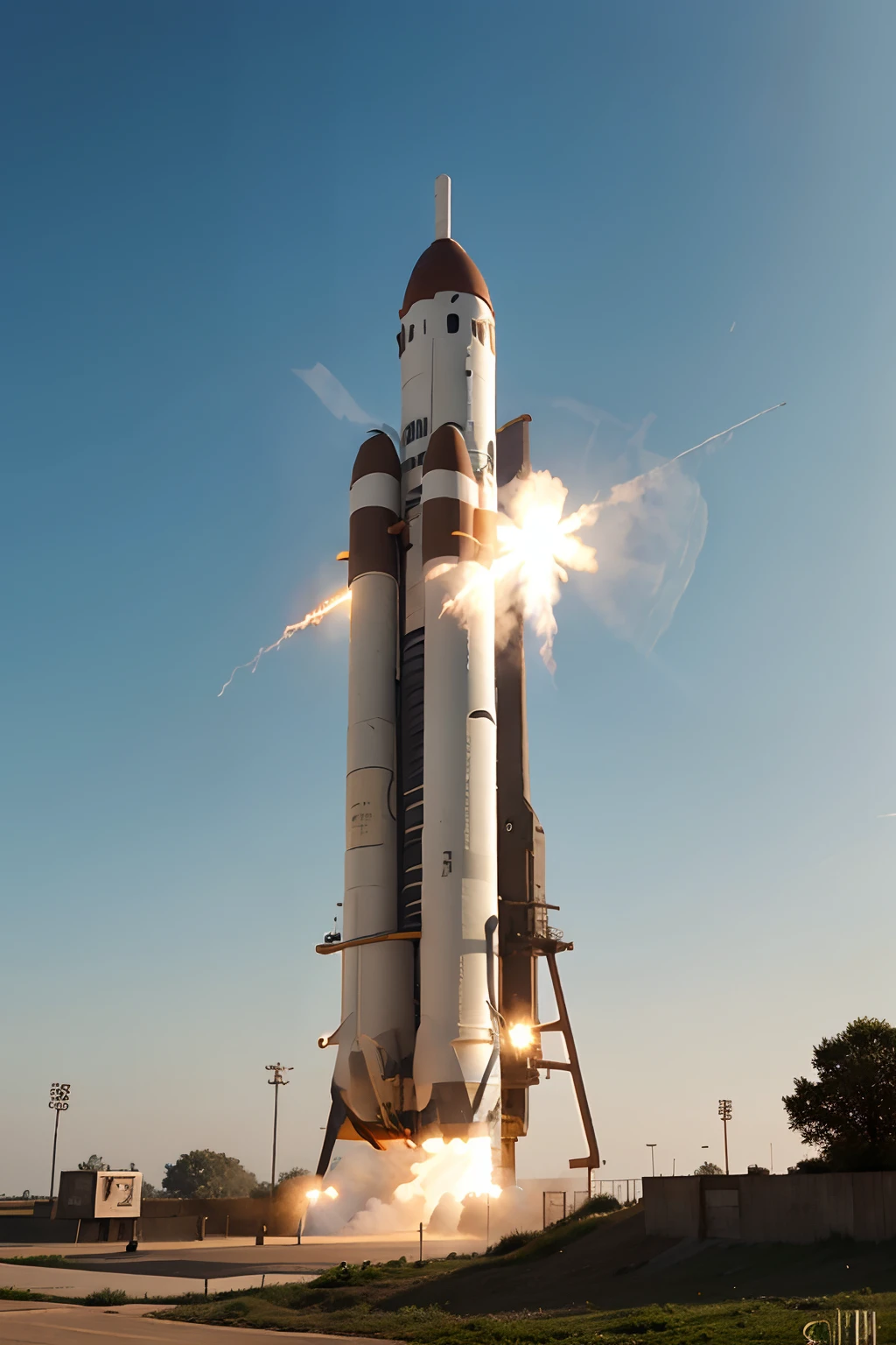 a brown rocket rising into the sky style drawing only the rocket