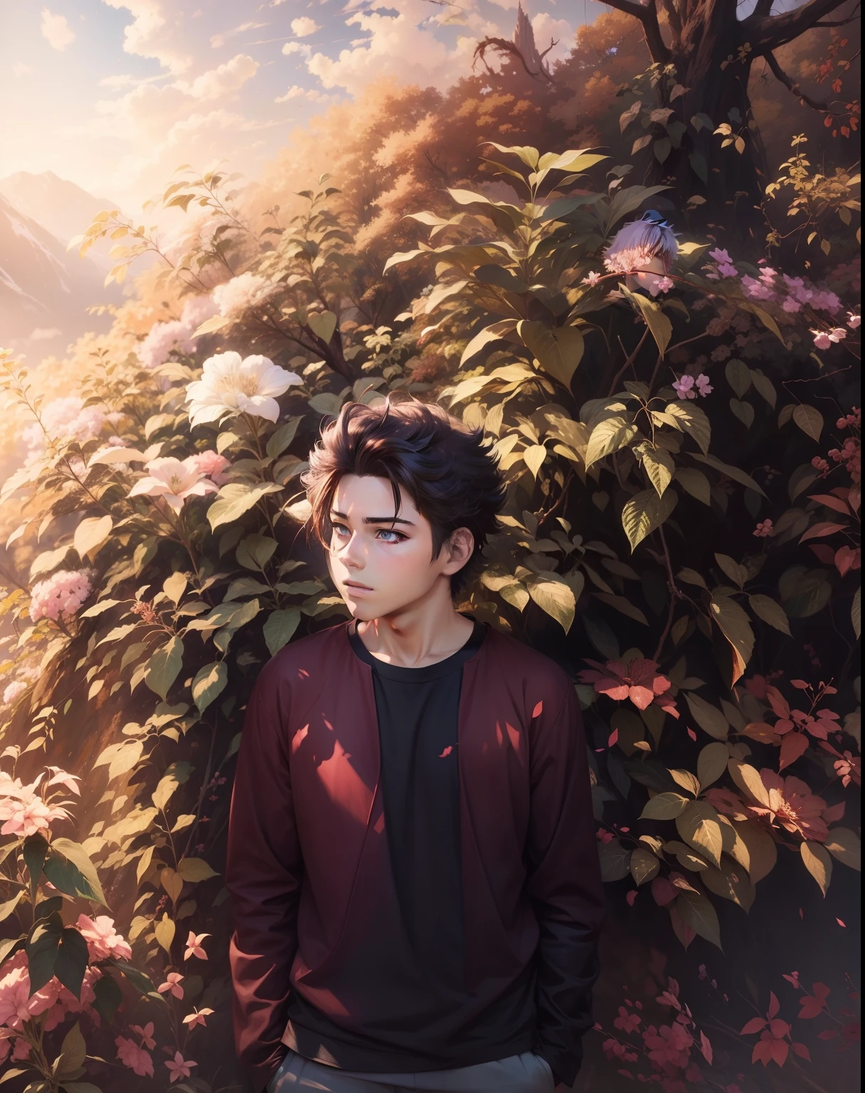 anime boy.1 boy, beautiful background, movie poster.4k quality,hd photo