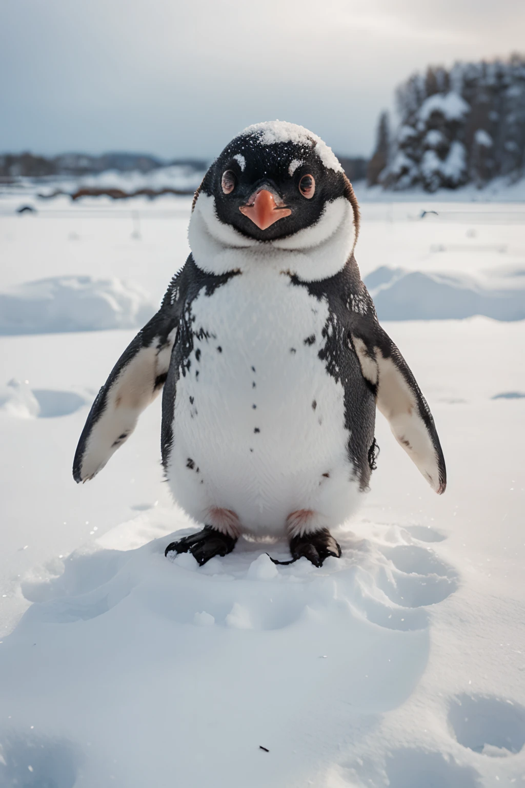small penguin in the snow