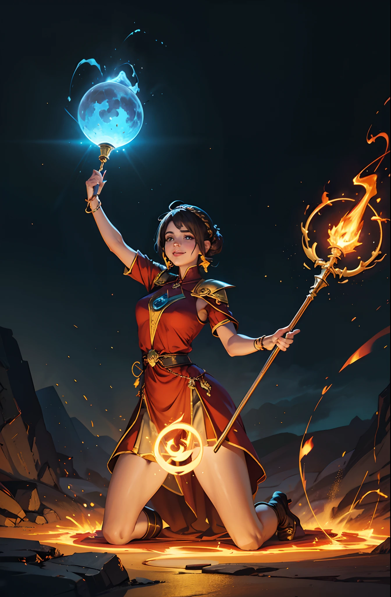 A beautiful demonic sorceress casting a fire spell,((Holding a long golden majic staff)), de corpo inteiro, various burning chains around her,(((Rosto perfeito detalhado))), sorriso leve, rosto bonito, corpo sedutor, corpo alto, corpo maduro, corpo inteiro, aura ardente BREAK, bolas de fogo, orange and yellow spark dazzling around, Little Blue Phoenix flying in the background, lava on the ground, magma, corpo sexy BREAK, detalhado, realista, 8k arte digital altamente detalhada, octane rendering, bioluminescente, BREAK 8K concept art resolution, Realismo, by Mappa Studios, obra-prima, melhor qualidade, Arte Oficial, illustration, Linha clara, (Fresco_cor), perfect compositio, Absurdo, fantasia, focado, rule of thirds,A beautiful demonic sorceress casting a fire spell,((Holding a long golden majic staff)), de corpo inteiro, various burning chains around her,(((Rosto perfeito detalhado))), sorriso leve, rosto bonito, corpo sedutor, corpo alto, corpo maduro, corpo inteiro, aura ardente BREAK, bolas de fogo, orange and yellow spark dazzling around, Little Blue Phoenix flying in the background, lava on the ground, magma, corpo sexy BREAK, detalhado, realista, 8k arte digital altamente detalhada, octane rendering, bioluminescente, BREAK 8K concept art resolution, Realismo, by Mappa Studios, obra-prima, melhor qualidade, Arte Oficial, illustration, Linha clara, (Fresco_cor), perfect compositio, Absurdo, fantasia, focado, rule of thirds,sozinho, 1girl, sozinho_foco, (((master part))), ((best quality)), ((ultra-detalhado)), high resolution, Absurdo, Altas, papel de parede ultra-detalhado 8k unidade, (masterpiece:1.2), (best quality,:1.2), full body shot, 1girl, medium breasts, blonde hair, long hair, kneeling, view from above, heats,
 tongue out, dripping saliva, blush,
 <lora:VictoriousChinaDress:
Makop5d, Niijimamakoto, sorrir, short hair, franja, brown hair, olhos vermelhos, pigtail, crown braid