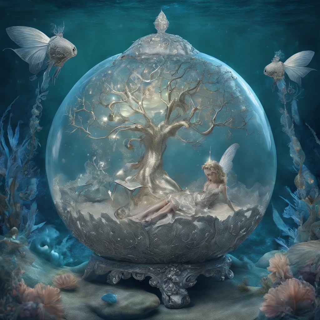 "The Doll's Destiny" - a painting depicting a glass doll traveling through surreal worlds, full of symbols and signs that reveal her final destination.