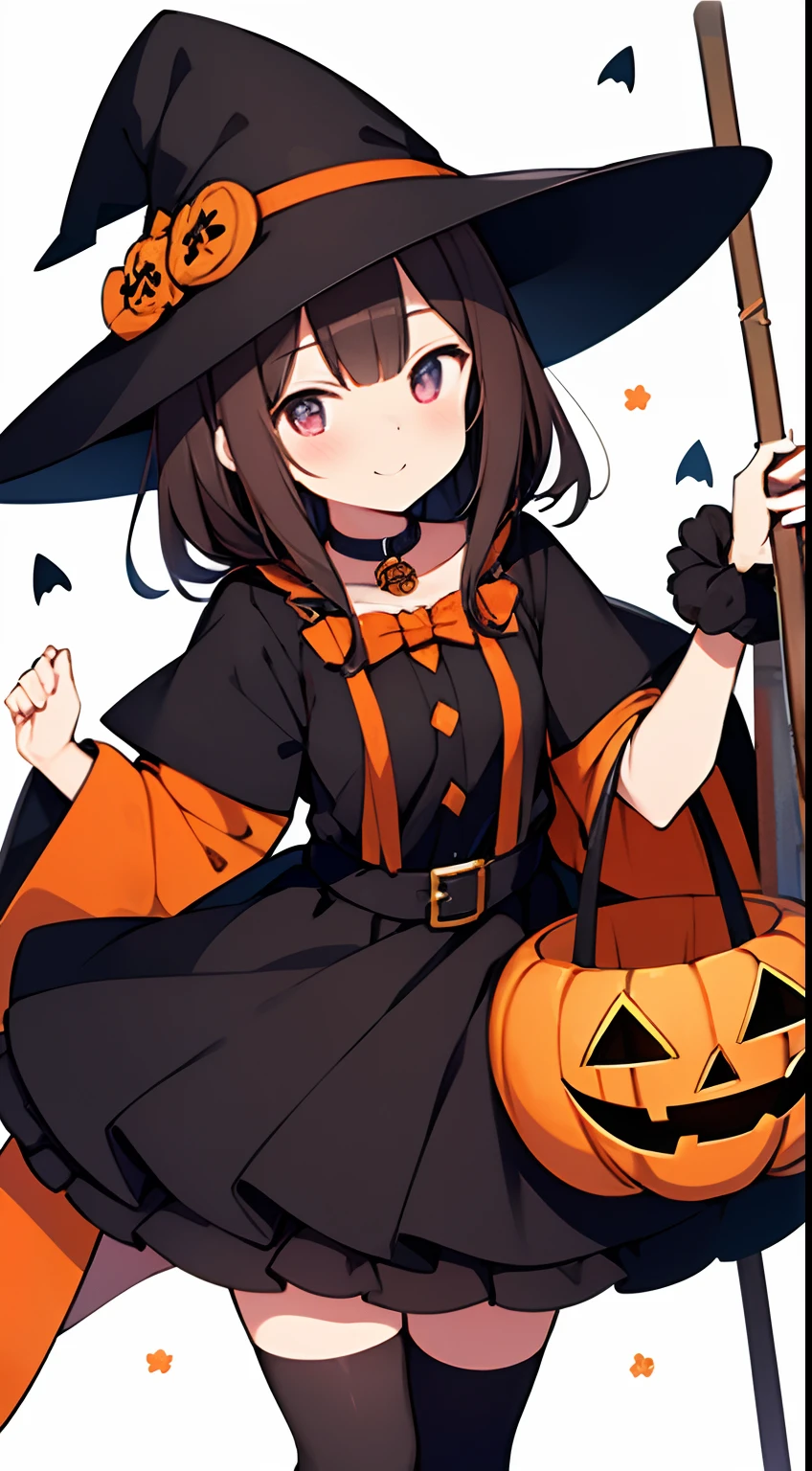 Halloween, costumes, brown hair, black hair, jack o lantern, Mini witch, cute