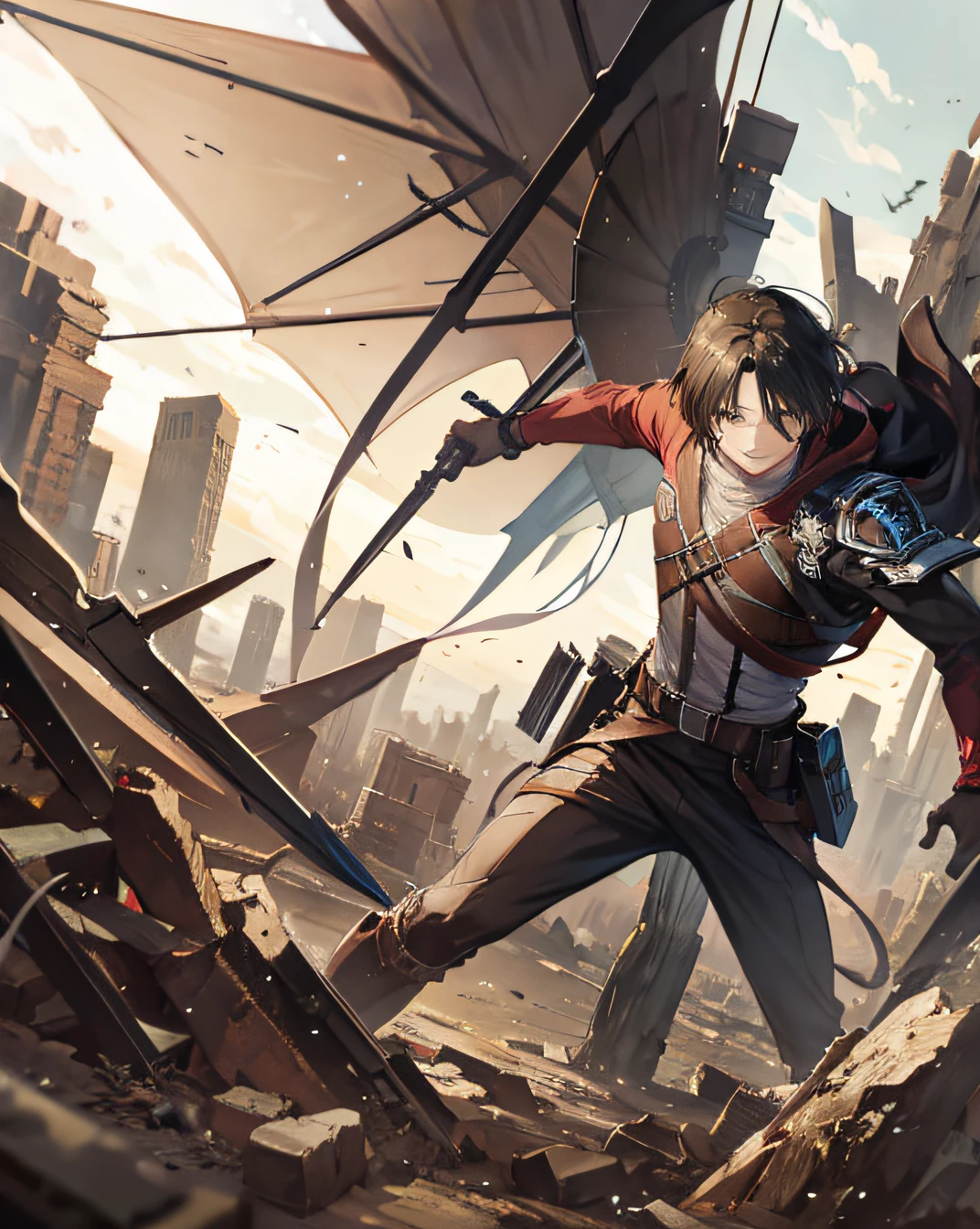 levi attack on titans, smile, HD, high res, looking at viewer, high quality