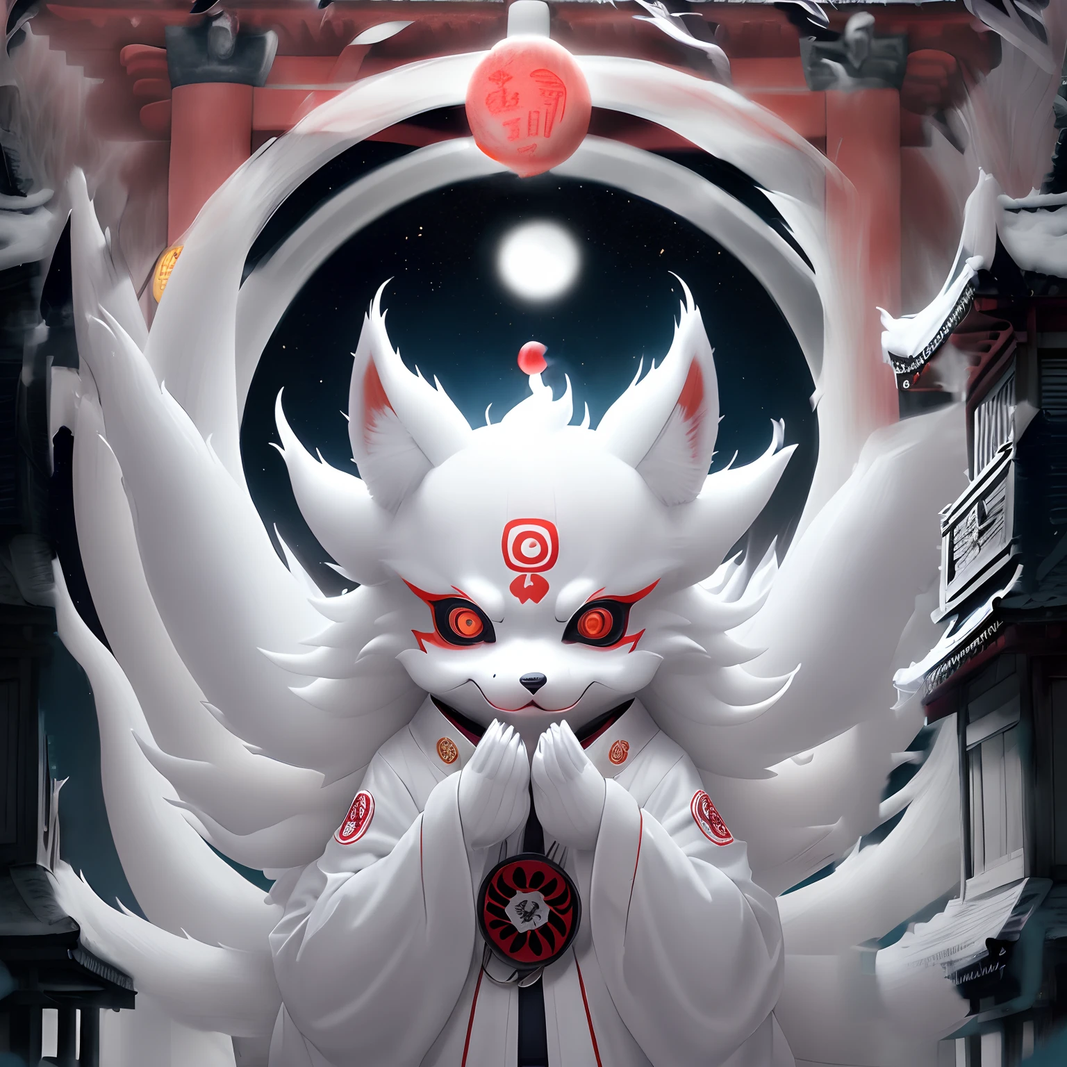 Background Shrine(((Red tone)))　moonlights
