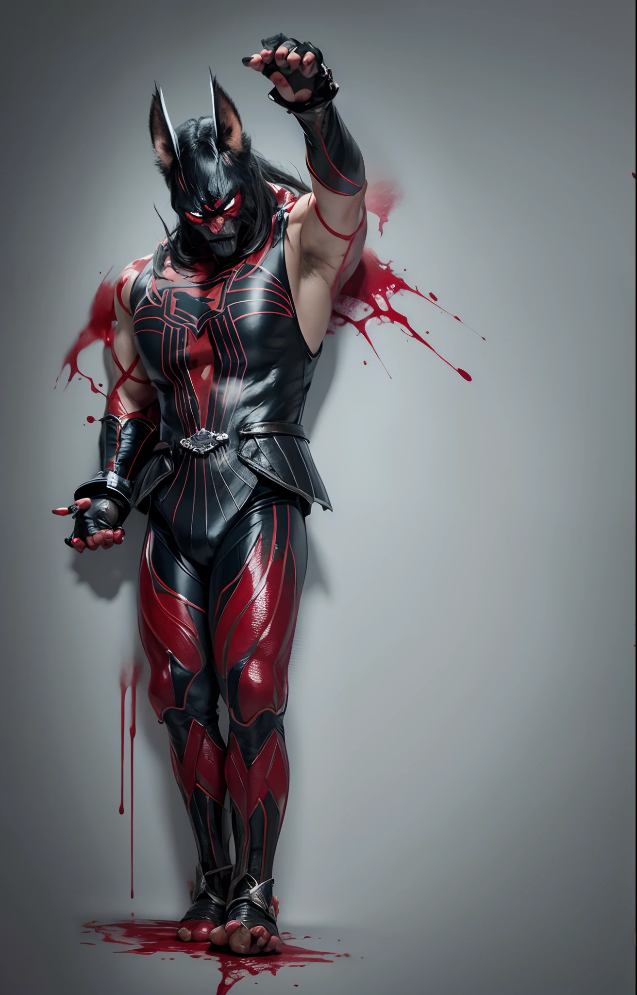 kook、Muscle prominence々、8K、Top image quality、Vicious men、Wrestlers、villainess、cruel、and draw the full body、Beast paws、sharp eye、Bloody、Liquid constantly flows from the hands、Bloody、Bloody、Blood splatters