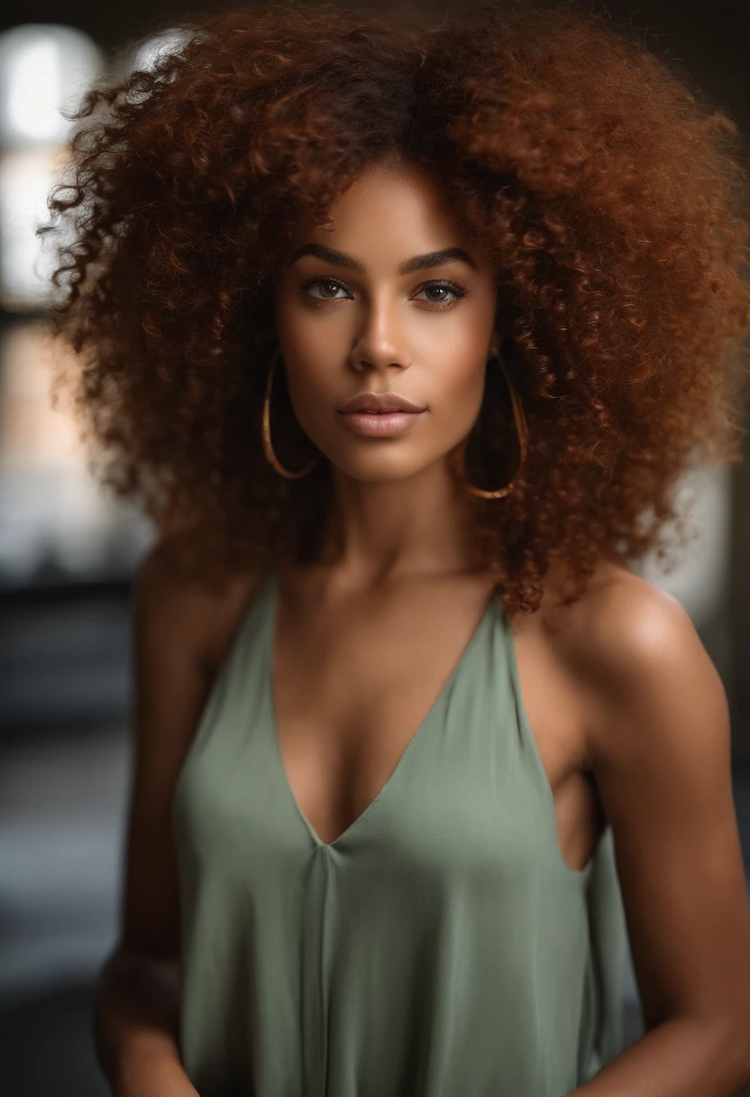 "Ultra-realistic image of a beautiful 22-year-old Afro-Latin girl,Caramel peel, corps parfait, Prendre un selfie dans son bureau avec son sony A7RV, maigre, taille ultra-fine, cheveux rouge, Curly and curly hair karibean , piercing green eyes.hyper-realistic,anatomie correcte,Facial features are carefully represented,Boucles gratuites, curly red hair, (cour, curly red hair), Long curly wild red hair, cheveux multiversaux, cour, curly red hair, curly red hair, Boucles, wavy hair spread out, Boucles baroques, Boucles, Curly,Texture des cheveux, Curly bang