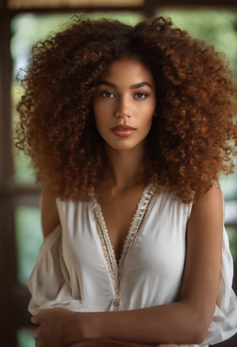 "Ultra-realistic image of a beautiful 22-year-old Afro-Latin girl,Caramel peel, corps parfait, Prendre un selfie dans son bureau avec son sony A7RV, maigre, taille ultra-fine, cheveux rouge, Curly and curly hair karibean , piercing green eyes.hyper-realistic,anatomie correcte,Facial features are carefully represented,Boucles gratuites, curly red hair, (cour, curly red hair), Long curly wild red hair, cheveux multiversaux, cour, curly red hair, curly red hair, Boucles, wavy hair spread out, Boucles baroques, Boucles, Curly,Texture des cheveux, Curly bang