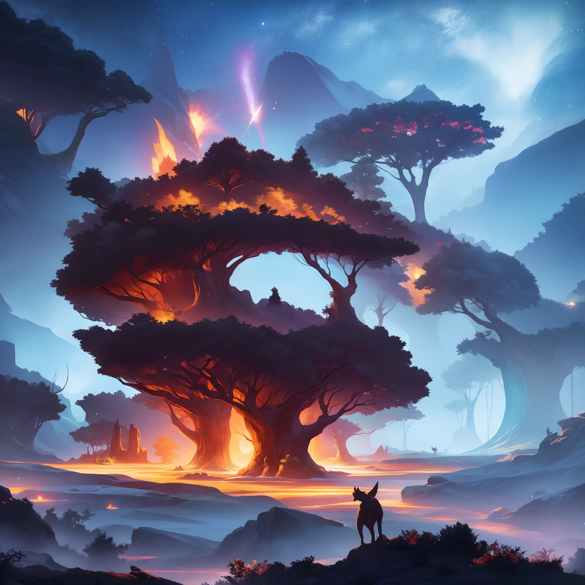 alien planet,Strange creatures,Primeval forest,mistic,yousheng