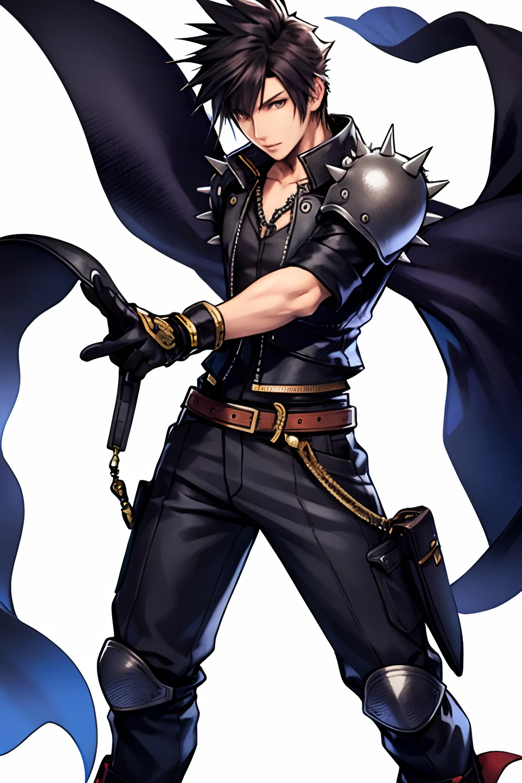 nomura tetsuya , 1boy, final fantasy, highres, male focus, official art, solo, spiked hair, white background,
