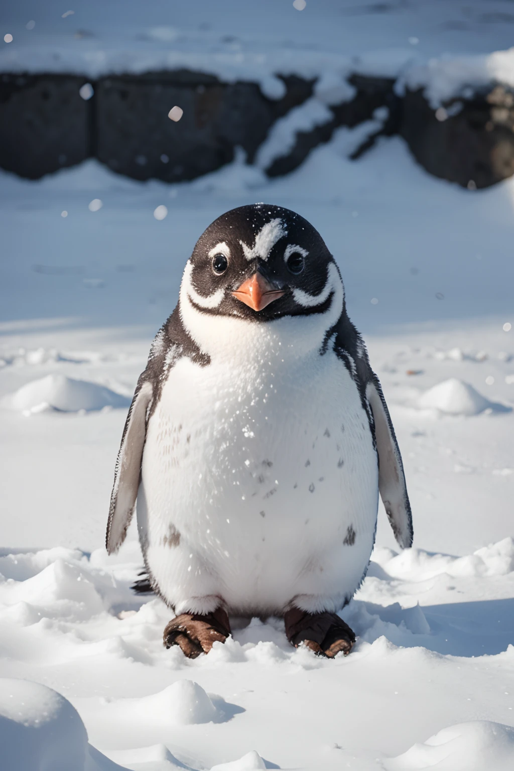 small penguin in the snow