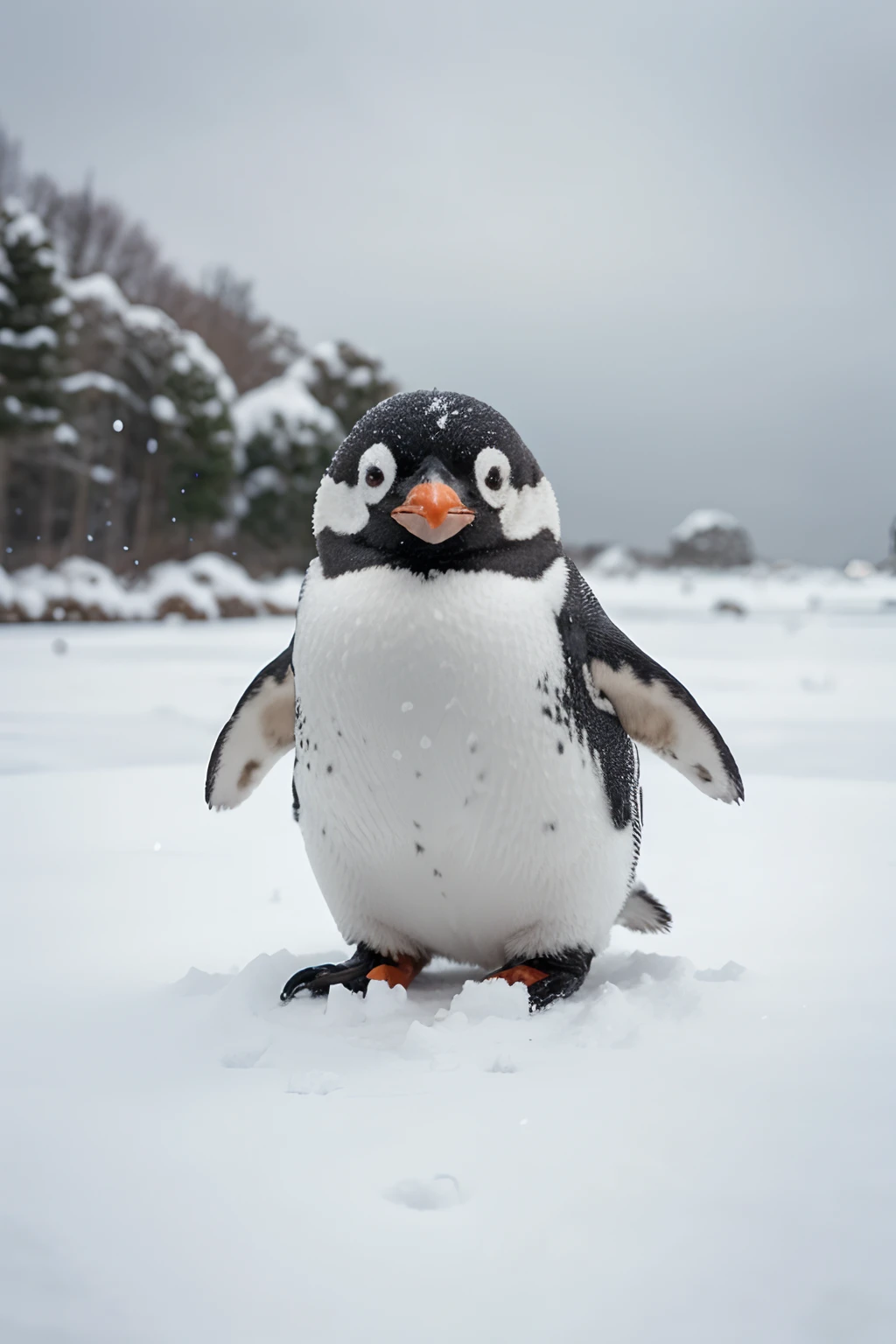 small penguin in the snow