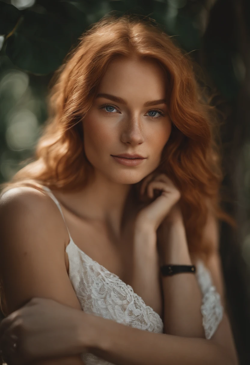 photo of beautiful age 26 girl, light ginger hair, shoulder length hair, freckles sexy, cute face, close up face, happy, young, dslr, 8k, 4k, ultrarealistic, realistic, natural skin, textured skin