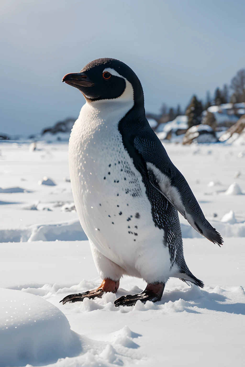 small penguin in the snow