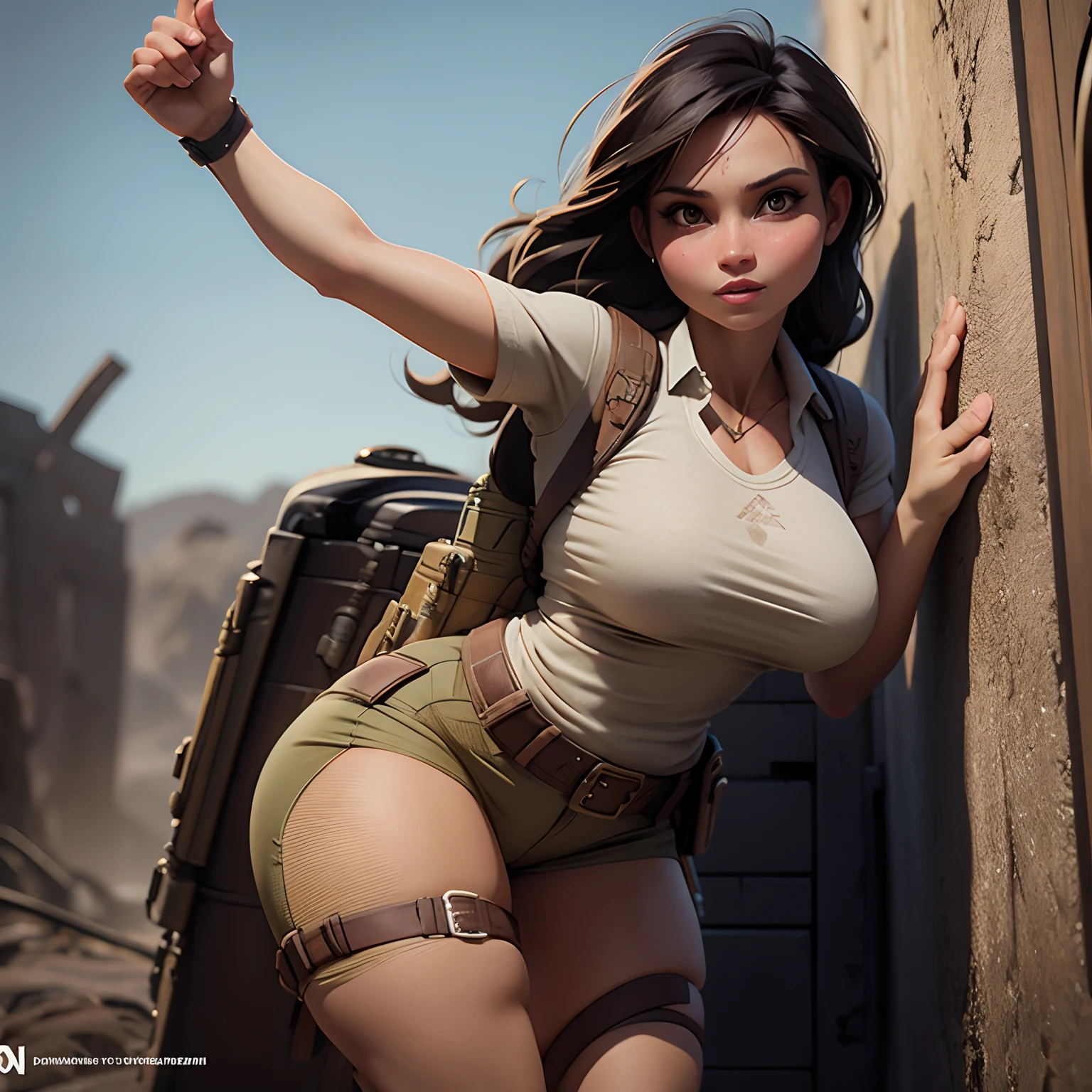 lara croft roupa de academia bem apertada bunda grande perna grossa pose sex