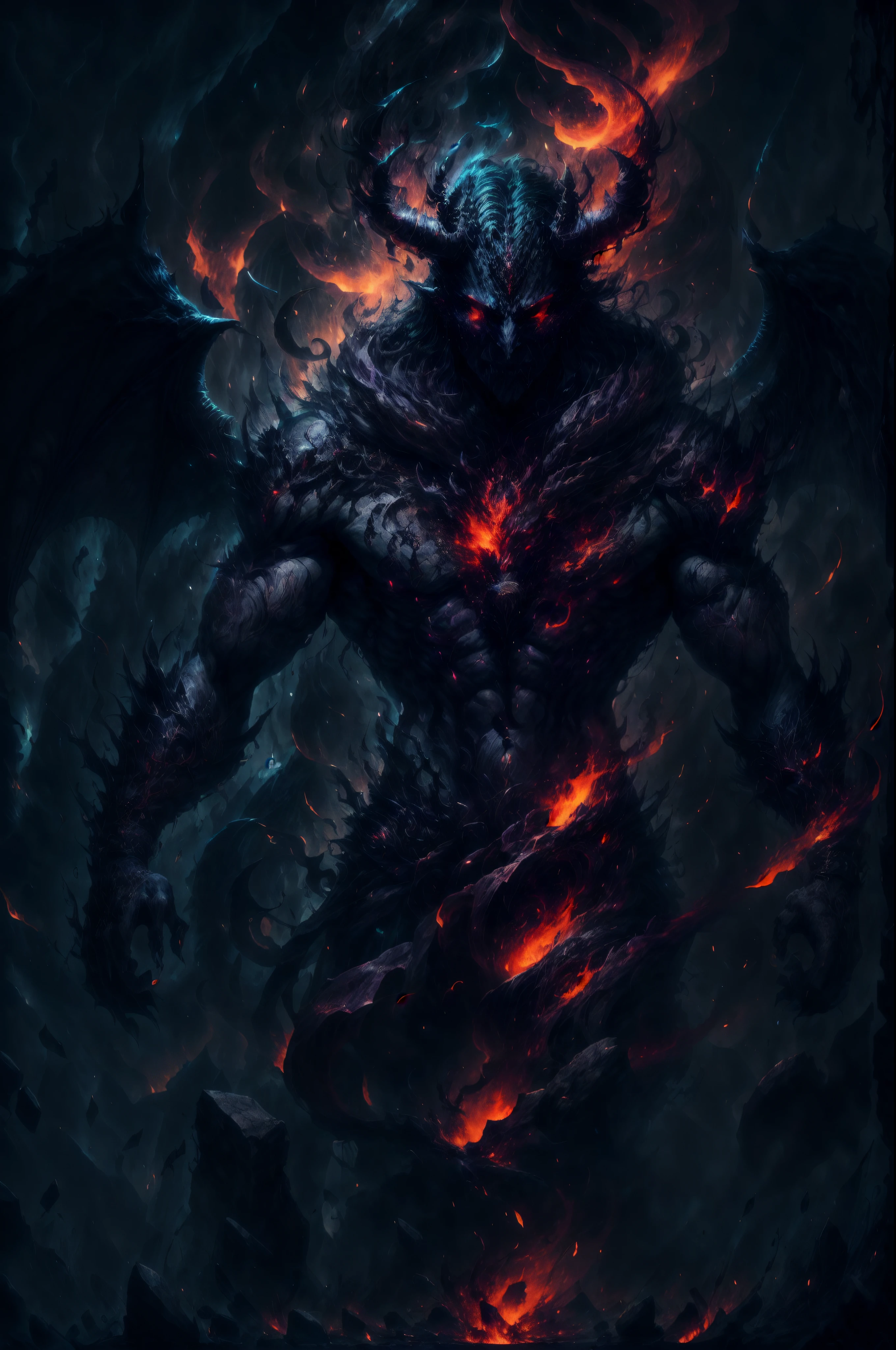 (highres,realistic,1girl)A humanoid devil with a fierce face, possessing beautiful detailed eyes and lips, and an extremely detailed face. The devil is shown with long eyelashes, exuding a sense of danger and power. Its skin has a red and black color, giving it a demonic appearance. The devil's body is fit and muscular, radiating strength. It is adorned with intricate tattoos covering the arms and chest, giving it a sinister and mysterious aura. The devil's attire consists of dark, torn robes that flow with an ethereal quality.
The devil's most striking features are the big burning demon wings, which stretch out majestically from its back. The wings are engulfed in flames and emit an intense heat, creating an atmosphere of chaos and destruction. Each feather of the wings is delicately sculpted and shines with vibrant colors, adding to the demonic presence.
The devil is crowned with a pair of large horns that curve upward, adding to its menacing appearance. These horns are adorned with intricate engravings, making them a symbol of power and dominance. Additionally, a sharp thorn runs through the devil's body, representing pain and suffering.
The environment surrounding the devil is a hellish landscape, with flames and lava creating an intense, fiery atmosphere. The air is filled with smoke and ash, further enhancing the feeling of a demonic realm. The lighting in the scene is dim and eerie, casting long shadows and highlighting the devil's features.
Overall, this artwork is a masterpiece, showcasing the depth and realism of the devil's presence. The use of ultra-detailed design, realistic rendering techniques, and vivid colors brings this demonic figure to life, leaving a lasting impression on the viewer.
