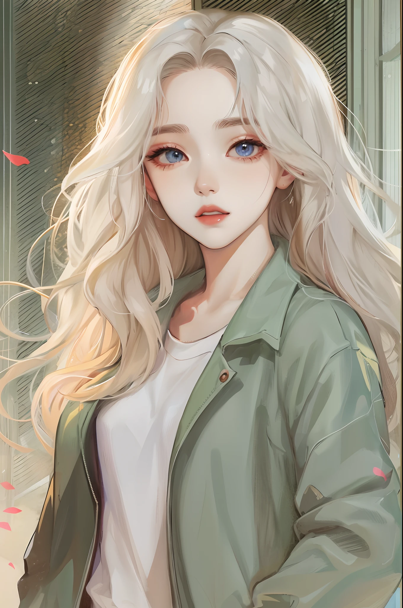 Absurdres, Masterpiece, Best quality, light colors, korean girl from webtoon with Beautiful face , beautiful hair , a character from kdrama, anime eyes, semi casual clothes, masterpiece background, detailed background