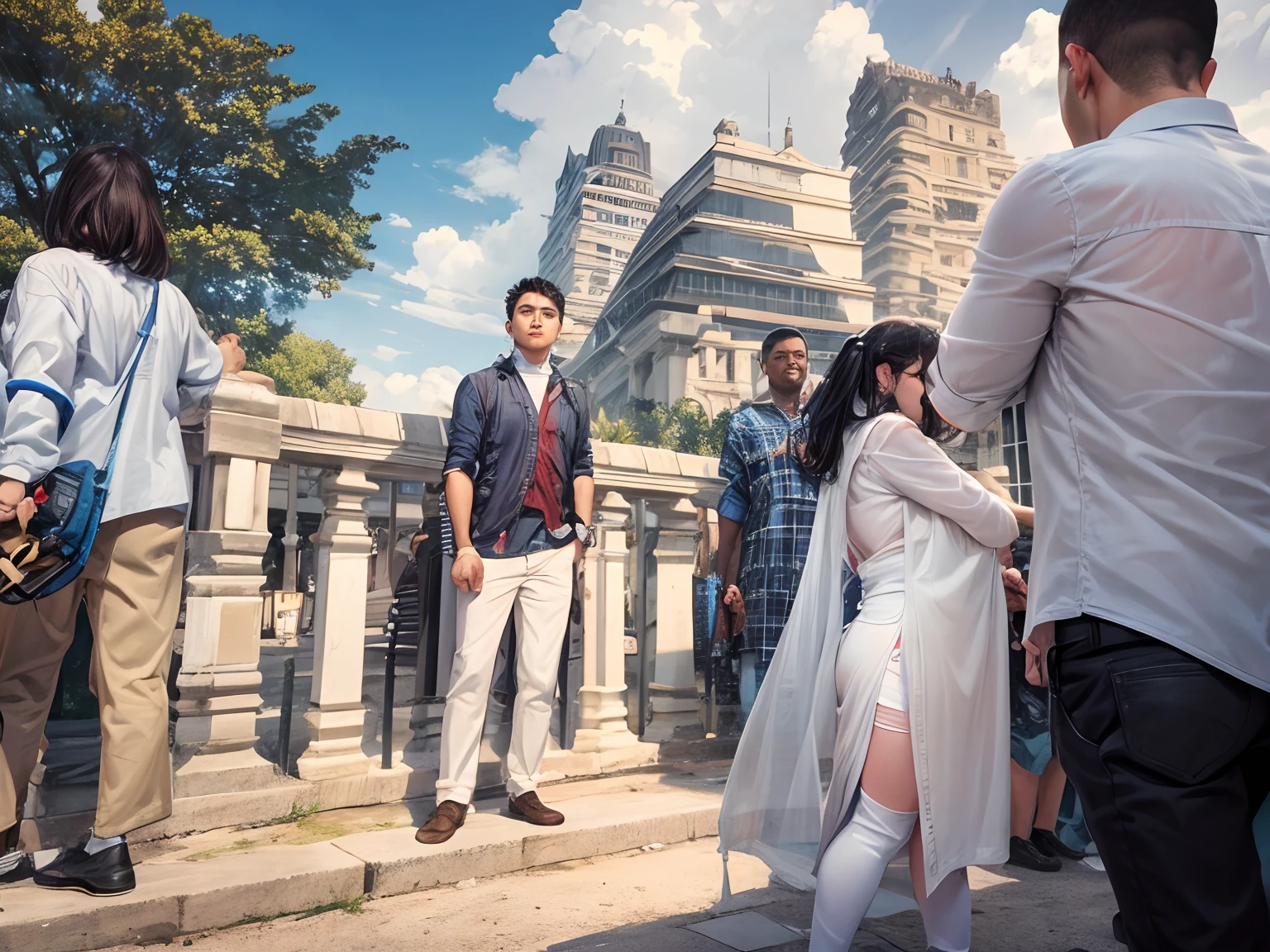 change the background and remove other people except white color shirt boy, change to realistic photographer,4k ultra realistic