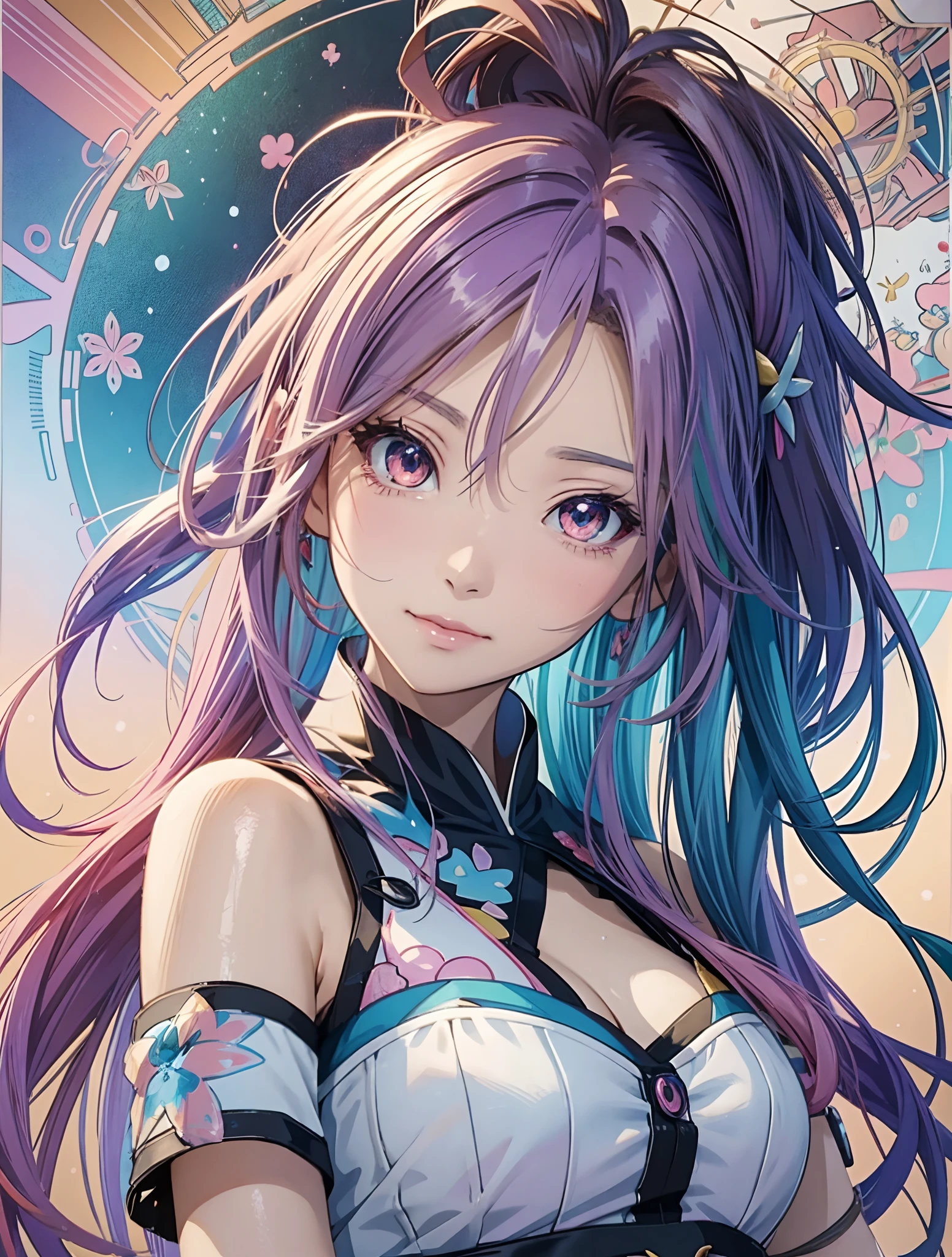 anime girl with colorful hair and a colorful dress, rossdraws pastel vibrant, rossdraws cartoon vibrant, anime style 4 k, Beautiful Anime Portrait, artgerm colorful!!!, ! Dream ArtGerm, Beautiful anime girl, digital art in anime style, anime art wallpaper 4k, anime art wallpaper 4k, digital anime art, very detailed Artgerm