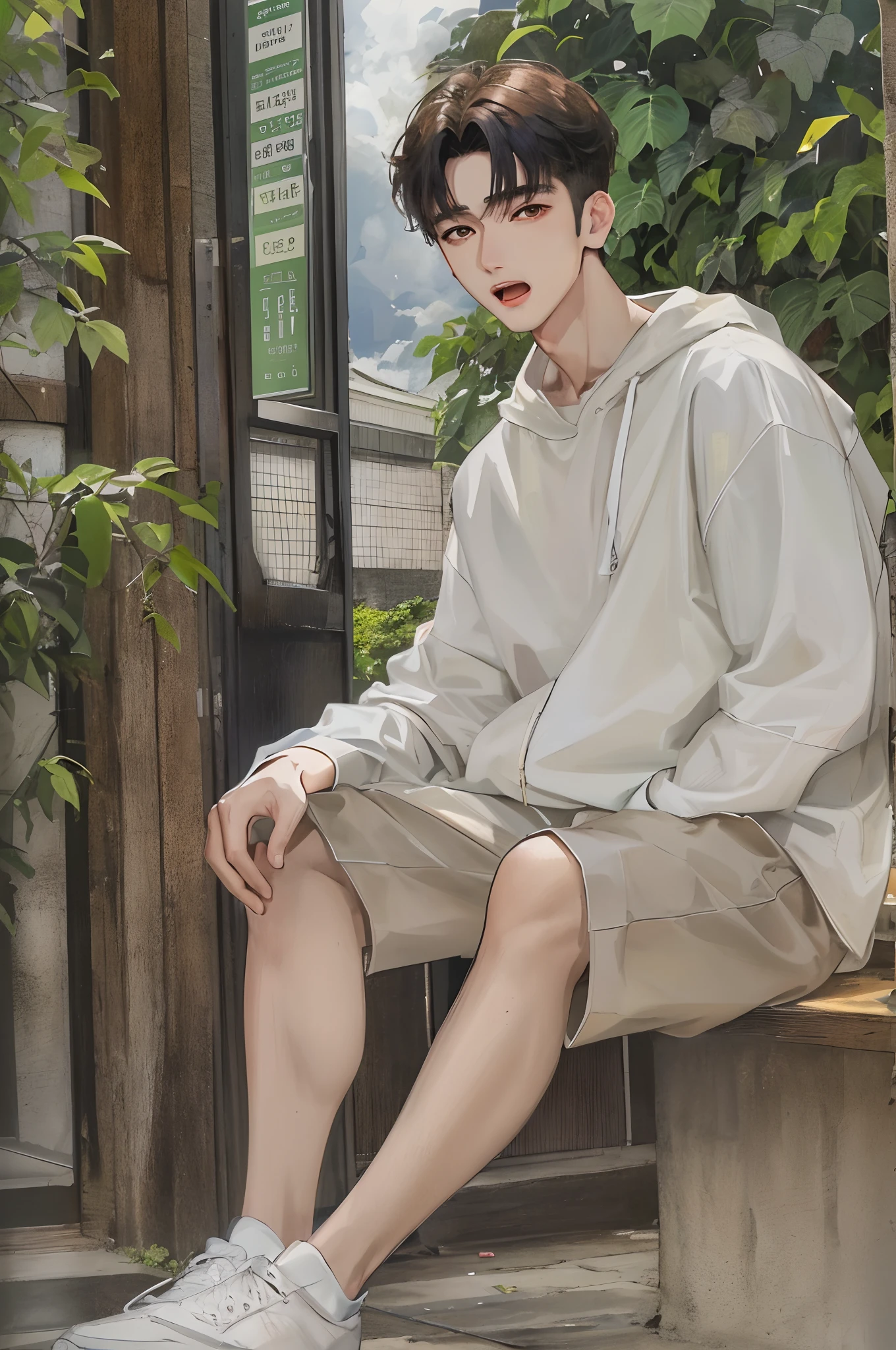 Absurdres masterpiece HDR high quality Picture a young, handsome Korean boy Korean actor cha eun woo with warm and friendly features wearing a simple and comfortable casual outfit. He sports a clean, fresh haircut that accentuates his natural good looks, and a bright and close mouth that lights up his face.
