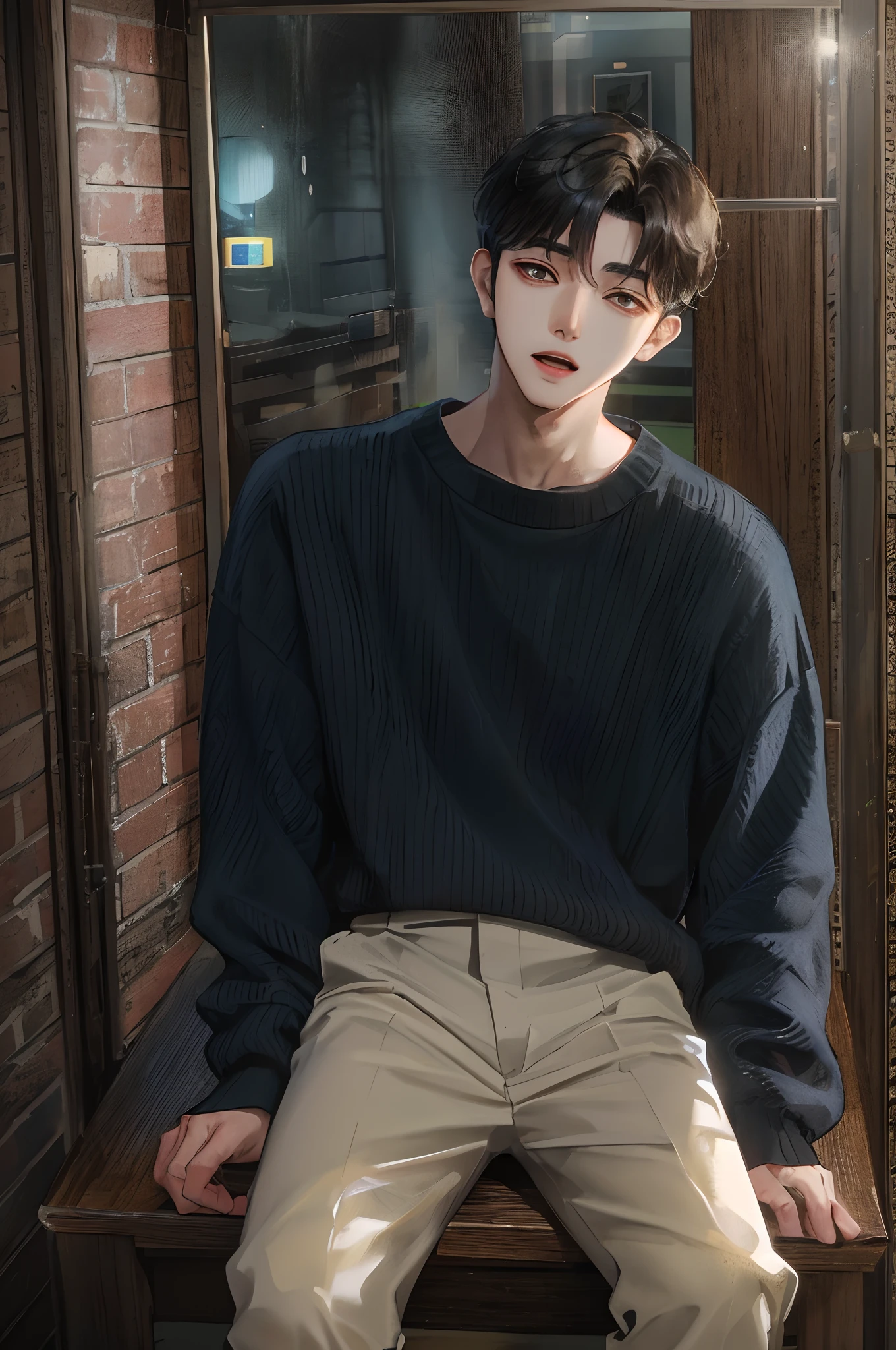 Absurdres masterpiece HDR high quality Picture a young, handsome Korean boy Korean actor cha eun woo with warm and friendly features wearing a simple and comfortable casual outfit. He sports a clean, fresh haircut that accentuates his natural good looks, and a bright and close mouth that lights up his face.
