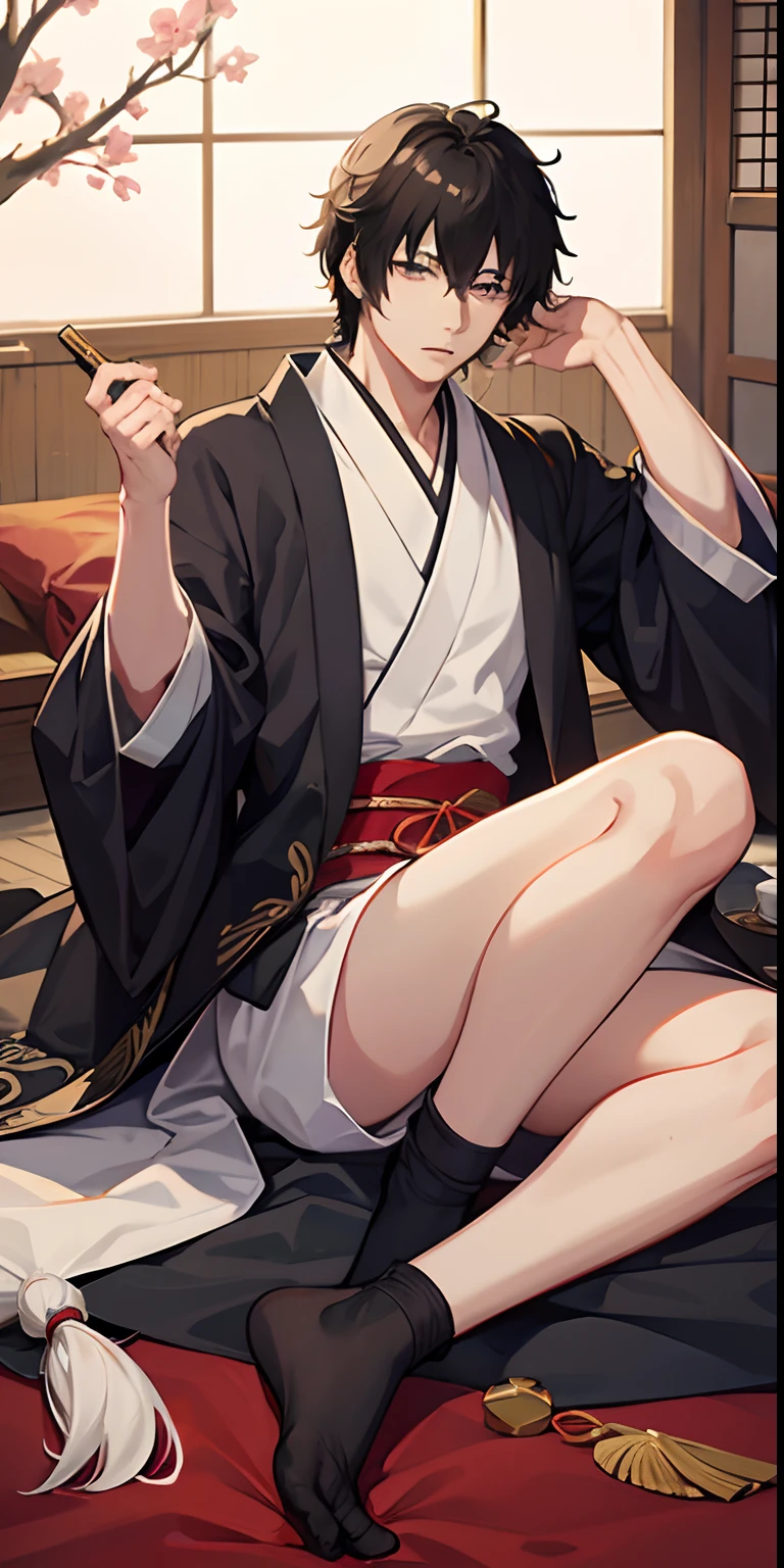 Jushiro Hijikata、Gintama、The sword、ＶCharacter bangs、Shinsengumi、Fap Material、animesque、A dark-haired、male anime characters、A dark-haired、traditional Japanese room、short-haired、Kimono、twinks、Male、Enchanted feet、