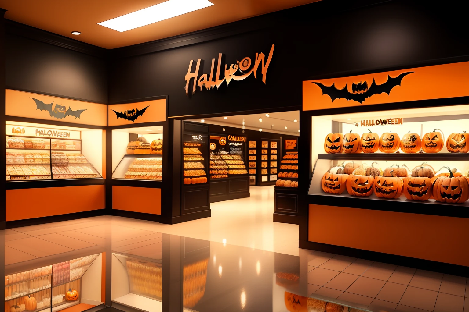 Halloween Shopping Mall Interior Background