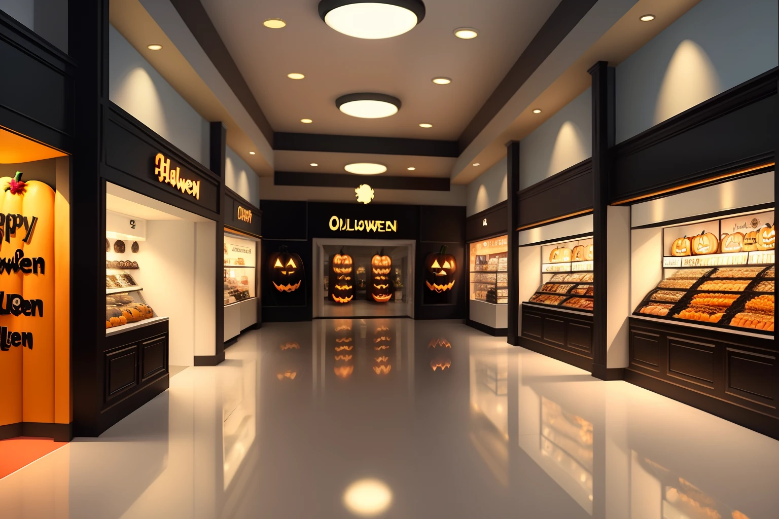Halloween Shopping Mall Interior Background