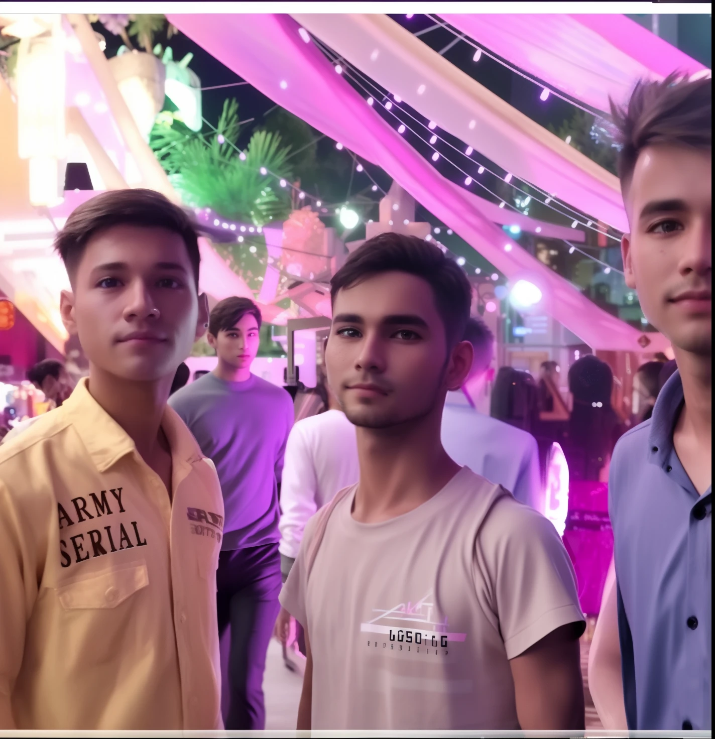 cute boys, with accurate face,Cyberpunk, neon,8k,3d,high resolution, ultra realistic,cute girl(pretty, beautiful),handsome boy, little smile---v4