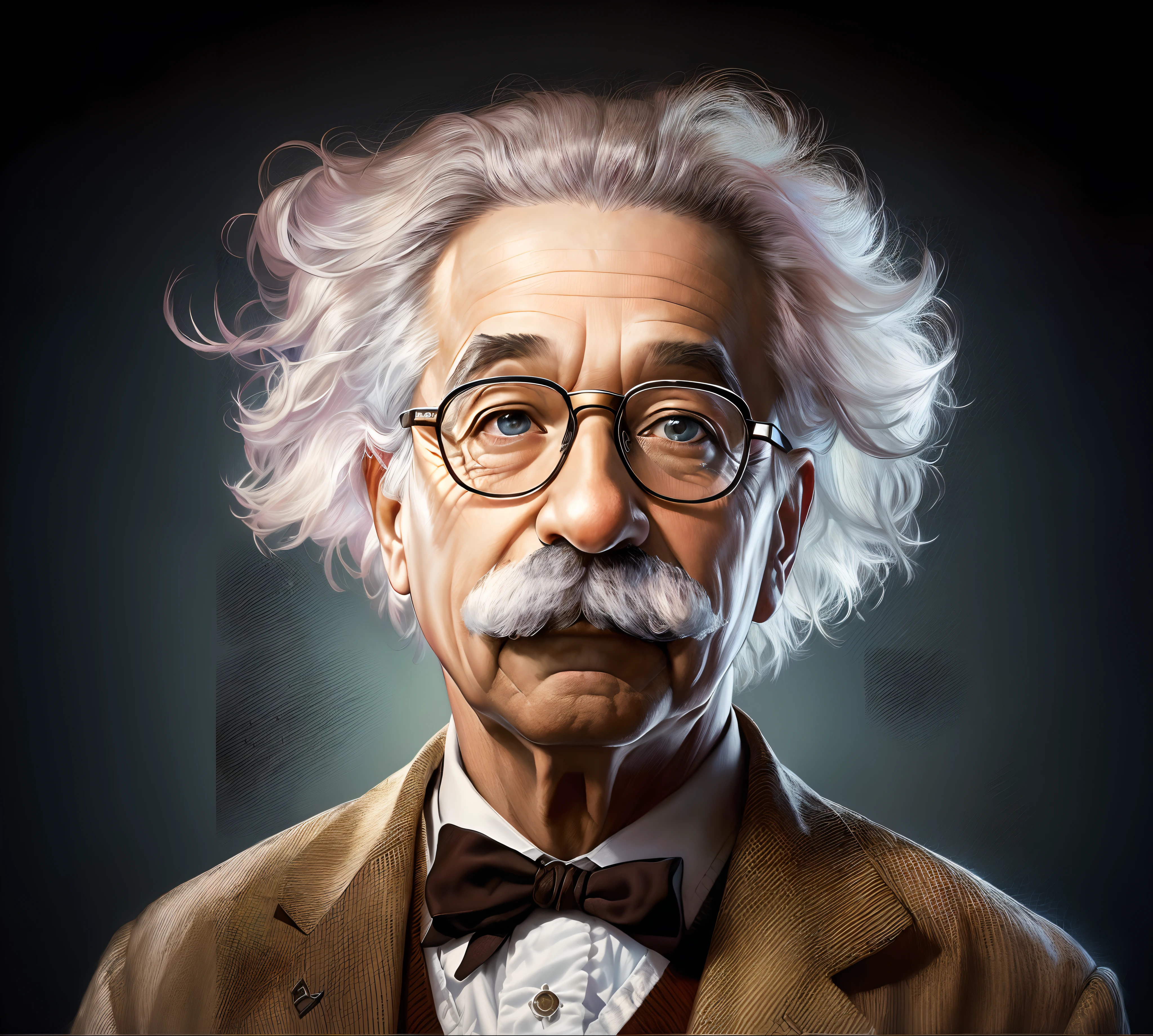 Image of a man with mustache and glasses, Retrato de Albert Einstein, albert einstein, Retrato de Einstein, Einstein, Epic portrait illustration, foto de retrato, retrato de alta qualidade, Velho com bigode, Retrato NFT, retrato de arte digital, Directed by: Ben Zoeller, retrato de ultra realista, foto retrato realista, Directed by: Edwin Georgi, Directed by: Galen Dara
