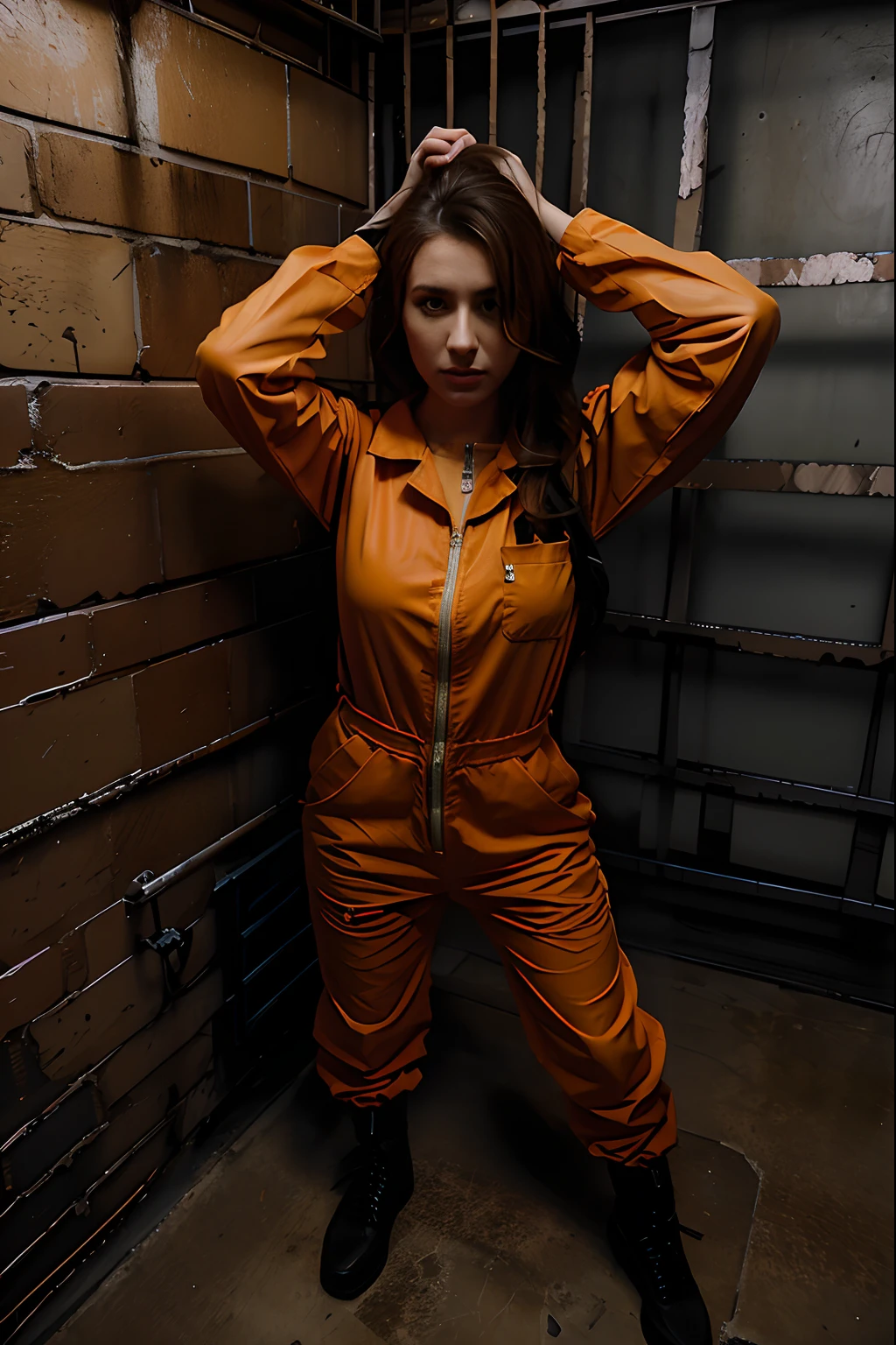 cover this with her jumpsuit