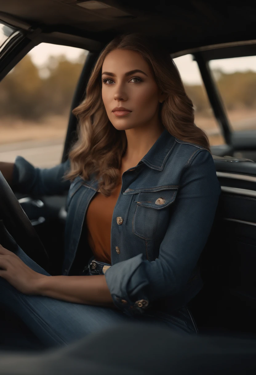 a portrait of a driver woman in a shirt and Jean, in the style of unreal engine 5, feminine empowerment --ar 128:85
a woman dressed in a Jean jacket sitting behind steering wheel, in the style of portraits with soft lighting, 32k uhd, bold curves, youthful energy, cabincore, black and amber, handsome --ar 128:85
in the style of emotionally complex, wavy --ar 128:85