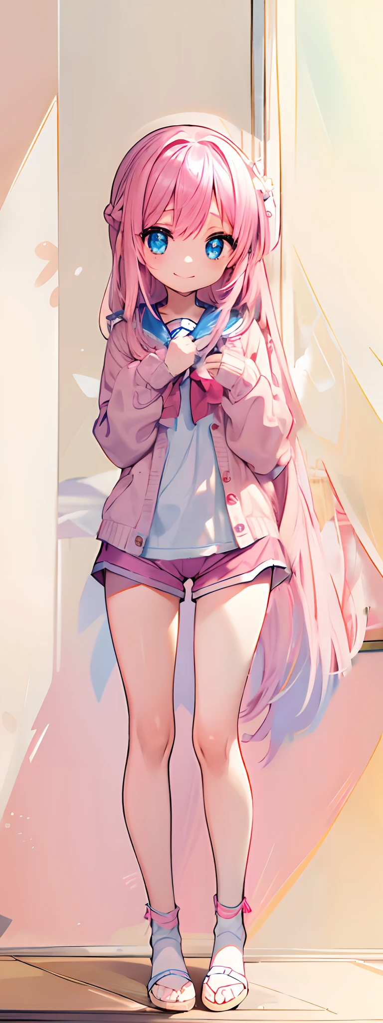 Pink long hair、straight haired