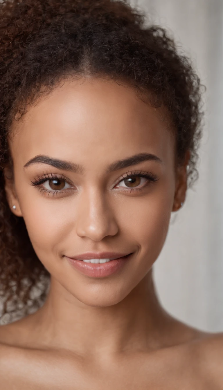 naked beautiful sexy busty mulatto mulatto woman looking at camera smiling