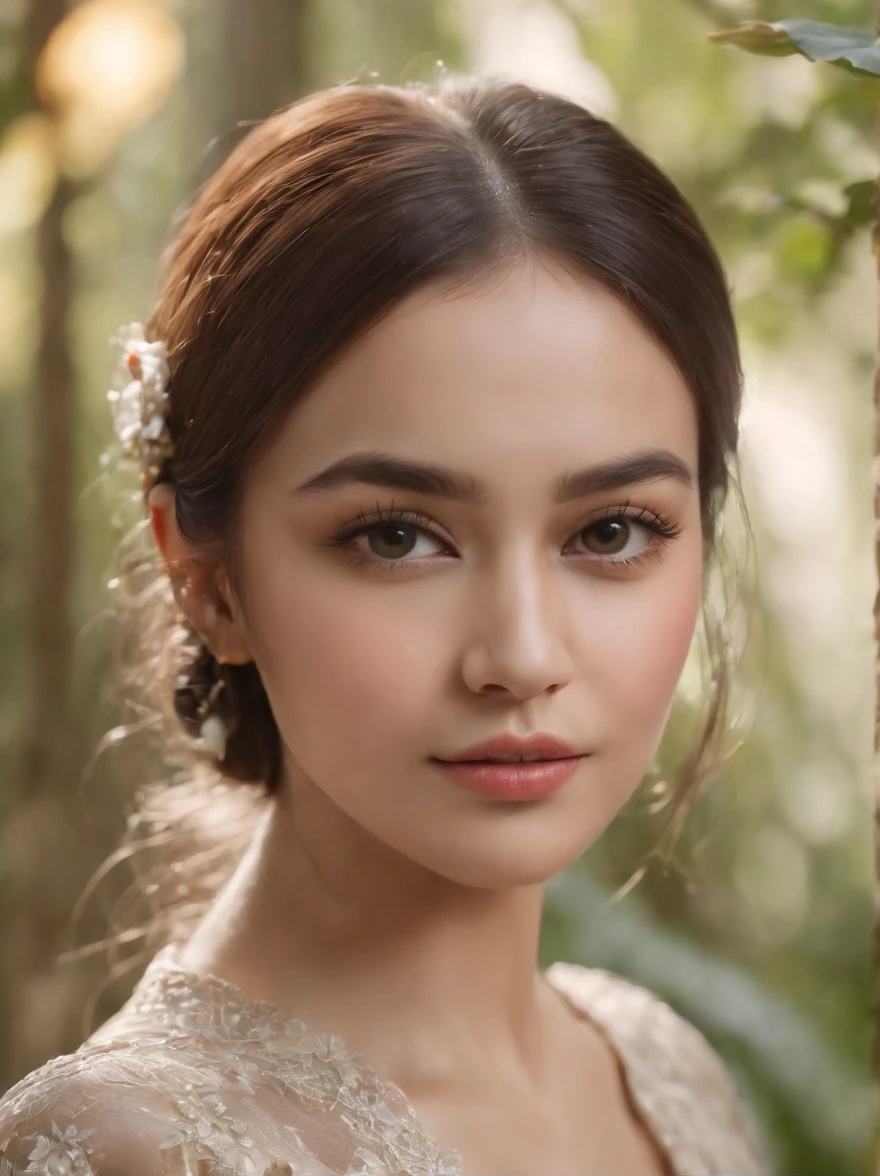 most beautiful girl in the world wearing kebaya and hijab is random act at the fantasy woods, mushroom houses, rendered in 8k resolution, hyper detailed,(Best Quality,4K,8K,hight resolution,masutepiece:1.2),Ultra-detailed,(Realistic,Photorealistic,Photorealsitic:1.37), nffsw,nffsw,Studio Lighting,Ultra-fine painting,Sharp Focus,Physically-based rendering,extreme detail description,Professional,Vivid colors,Bokeh, Portraits,landscape,Soft colors, Warm lighting.