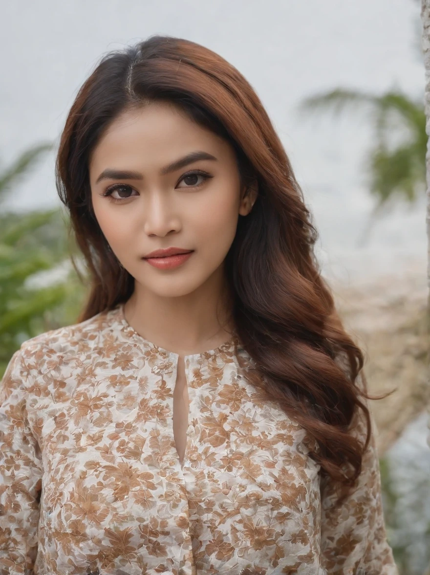 seorang wanita Sunda cantik menggunakan kaos bertuliskan nama ZANKGOATERS serta kain batik sarung sebagai pakaian bagian bawah nya, sedang duduk di kursi samping supir truk yang lusuh dan berminyak wajah nyabyang sedang menyetir, mobil angkutan Umum, Angkot,
