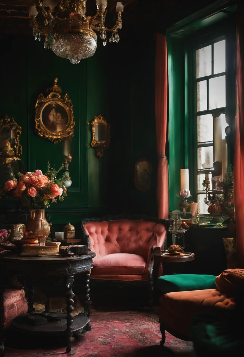 Witch's Room、black tea、emerald green、salmon pink、antique