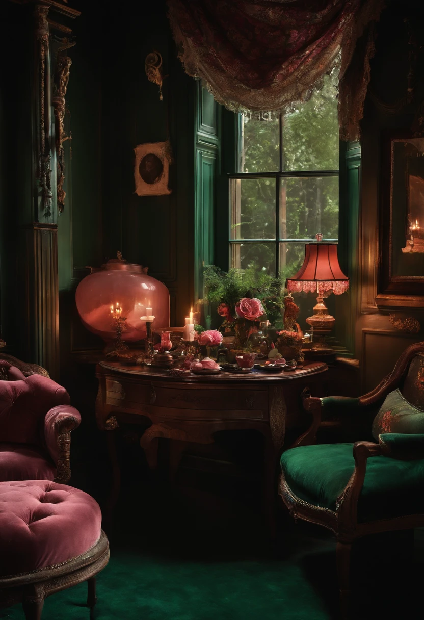Witch's Room、black tea、emerald green、salmon pink、antique